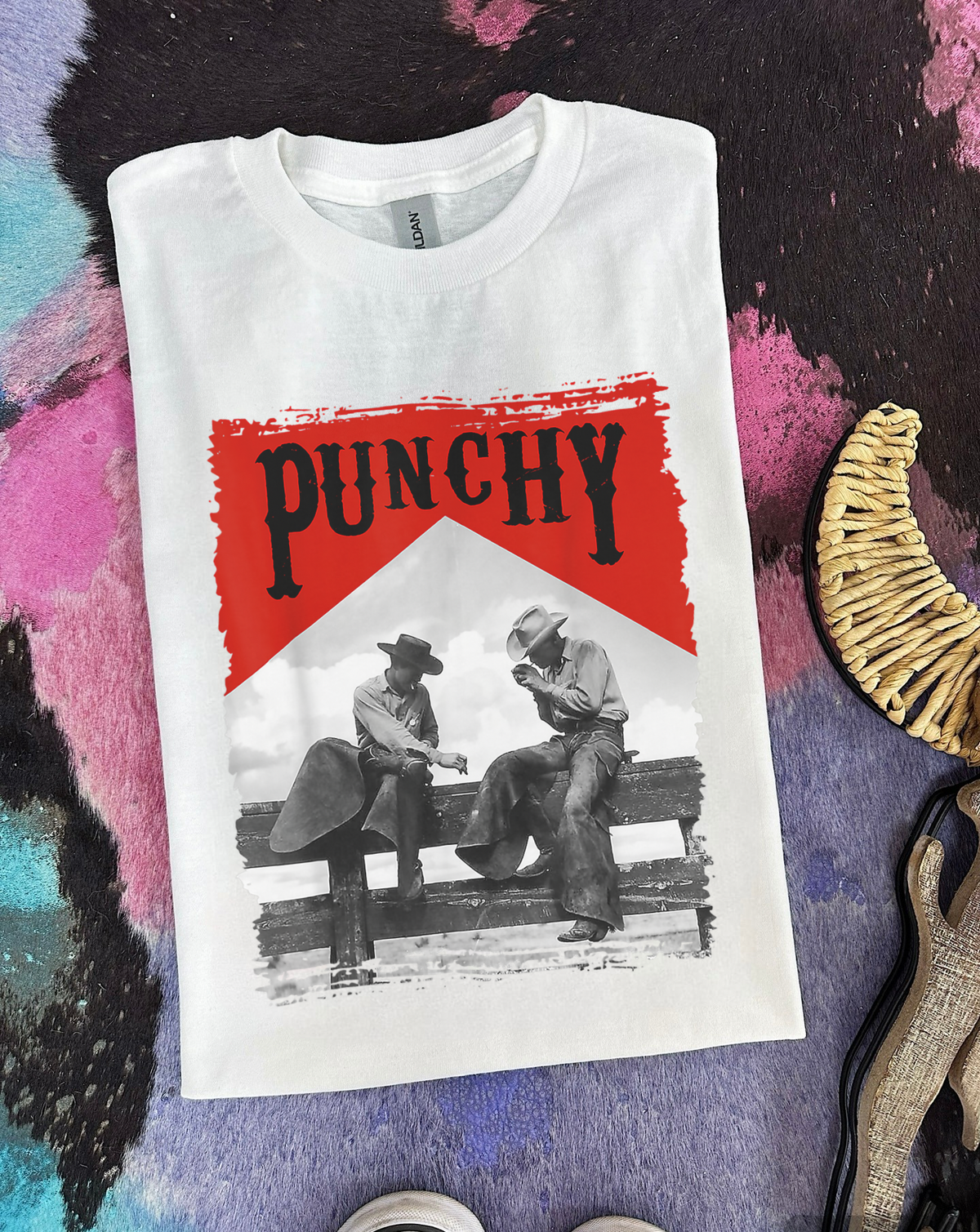 Punchy Cowboys Tee or Crewneck