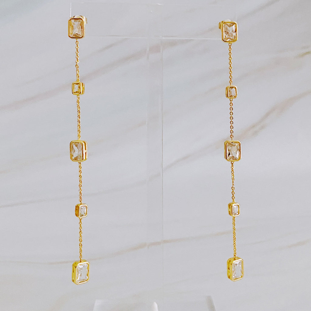 Five Stones Dangle Drop Earrings
