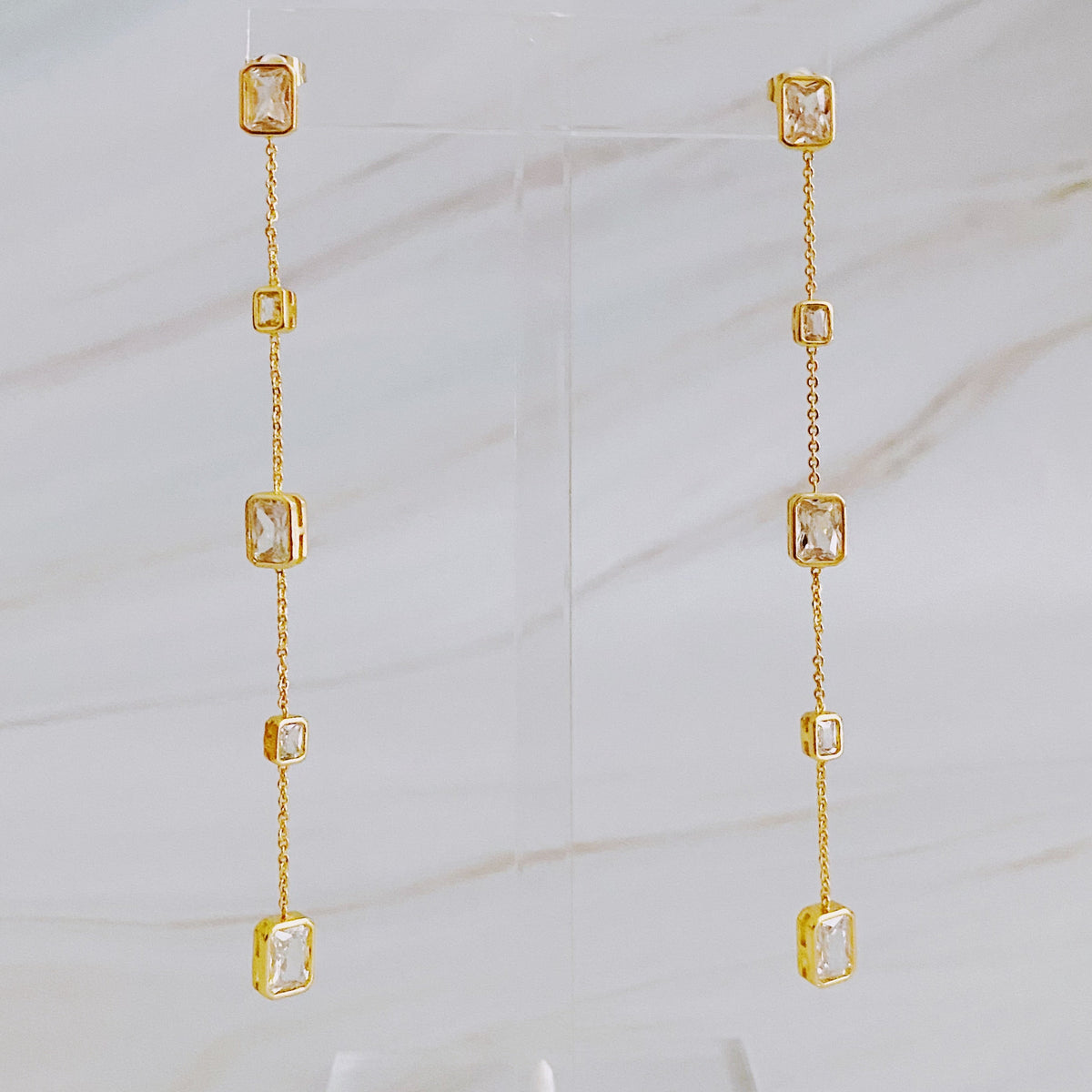 Five Stones Dangle Drop Earrings