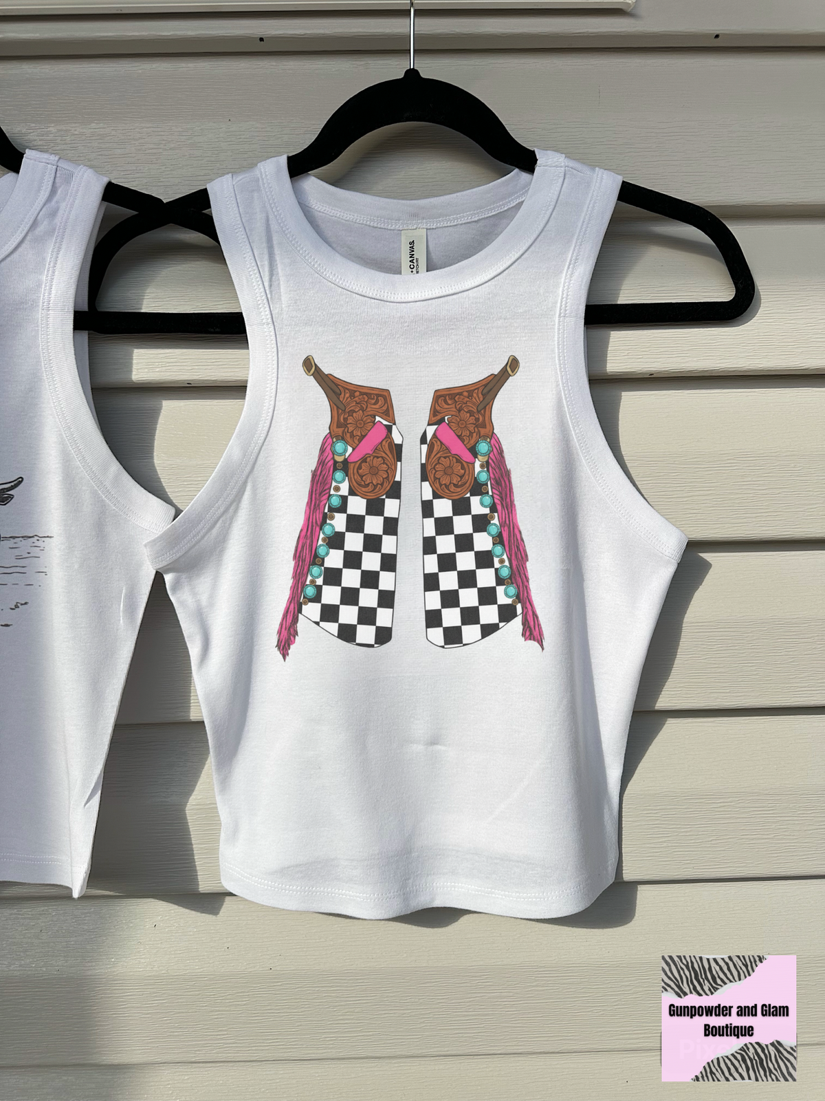 Checkered Chaps Cropped Tank