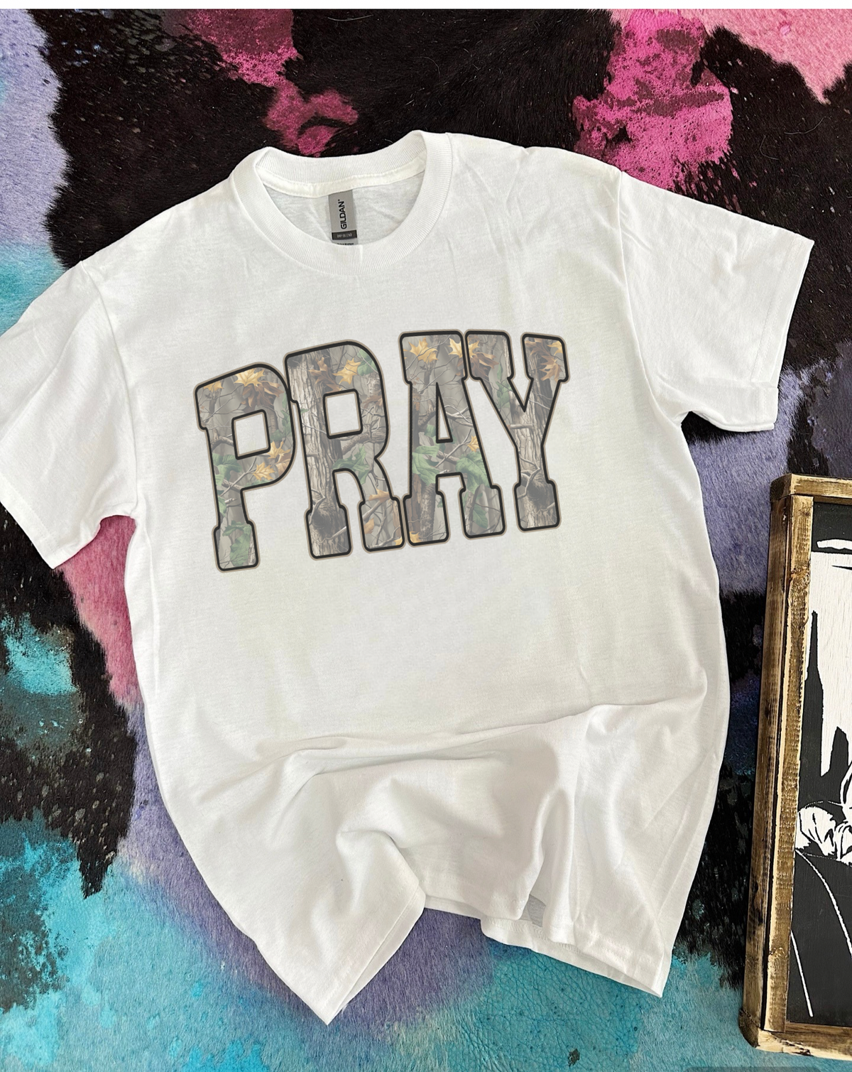Camo Pray Tee or Crewneck