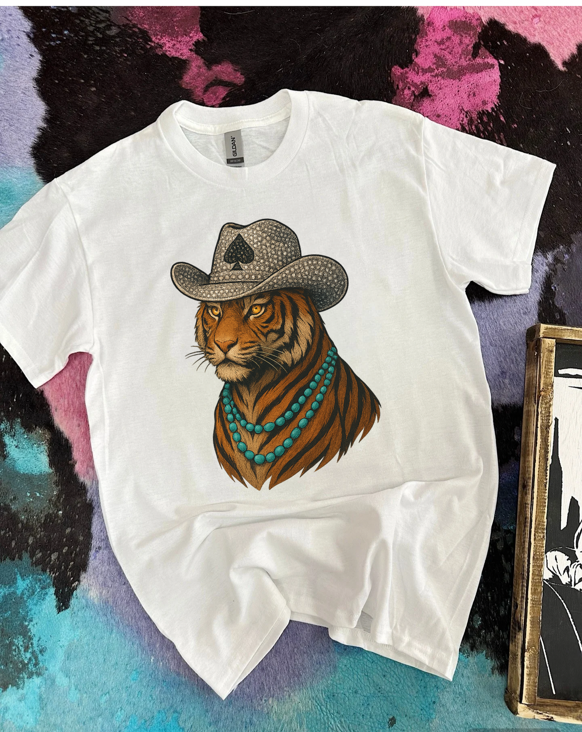 Tiger Cowboy Tee or Crewneck