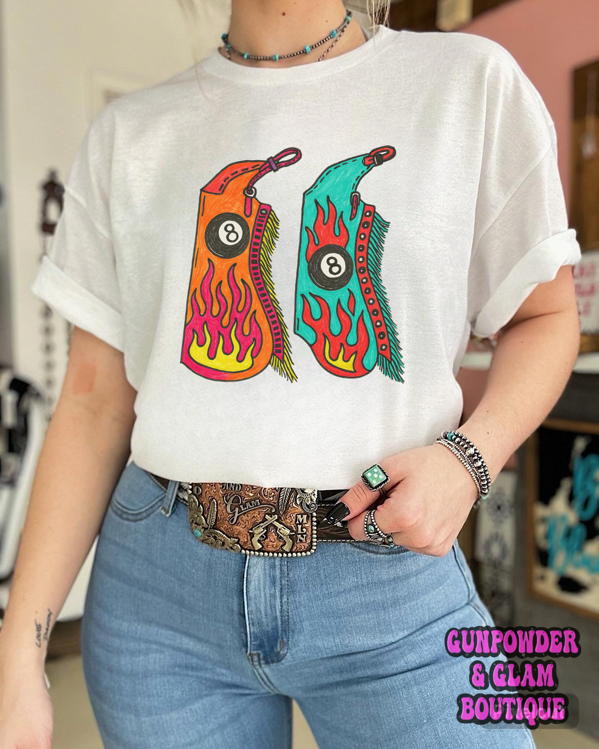 8 Ball Chaps TEE or CREWNECK