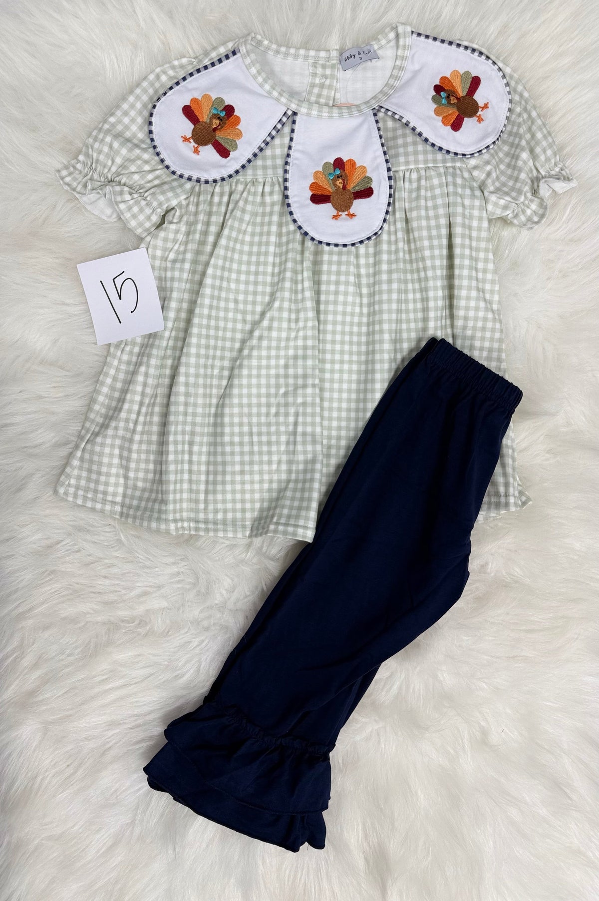 Size 6 Sage Gingham Thanksgiving Set (#15) (FINAL SALE)