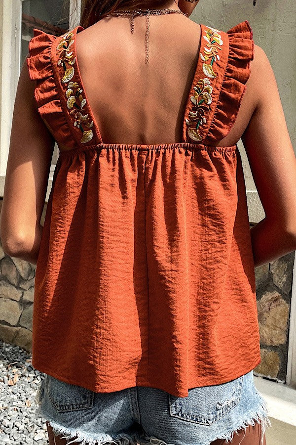 Embroidered Tank Top