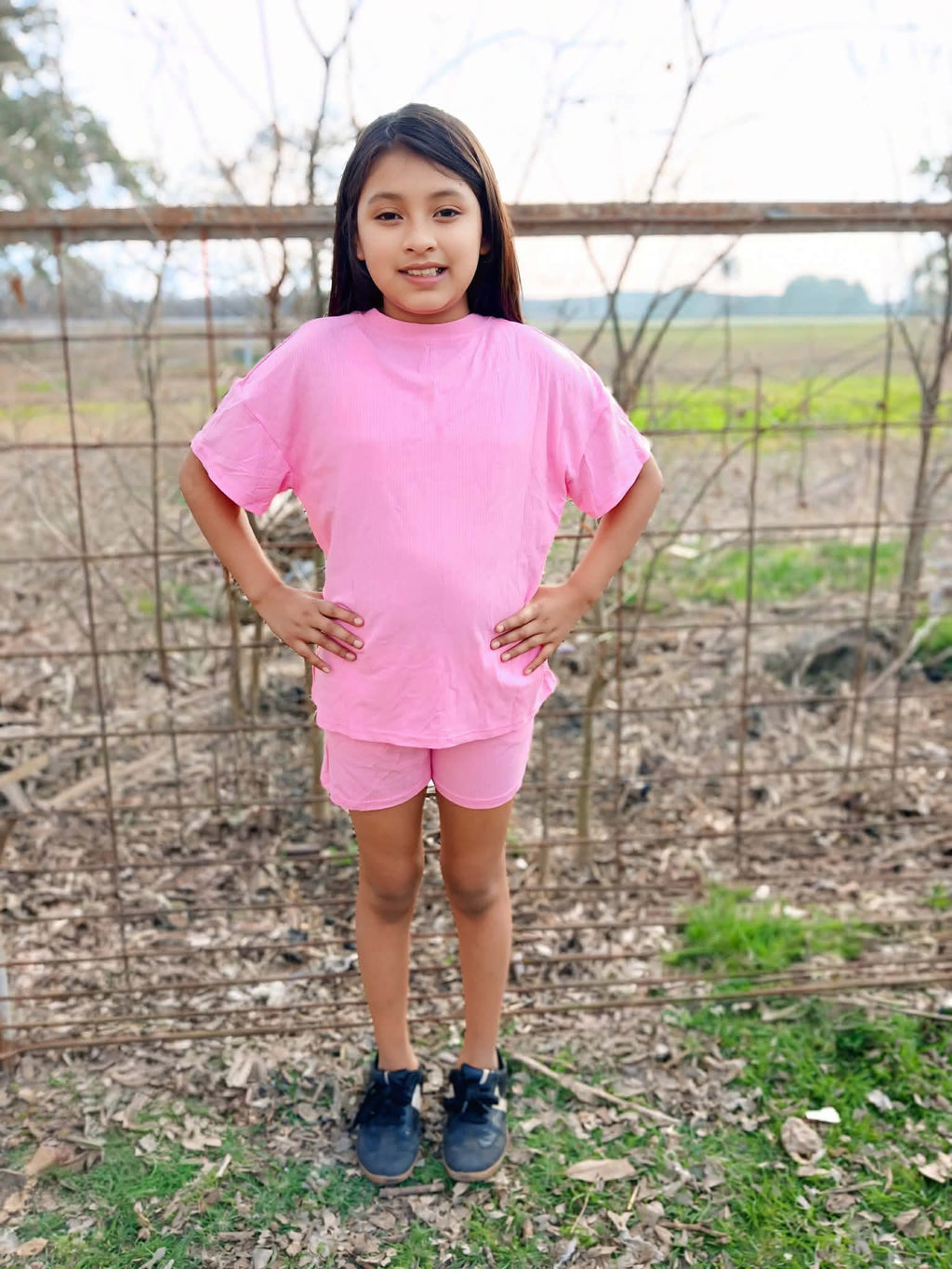 Kids pink short set