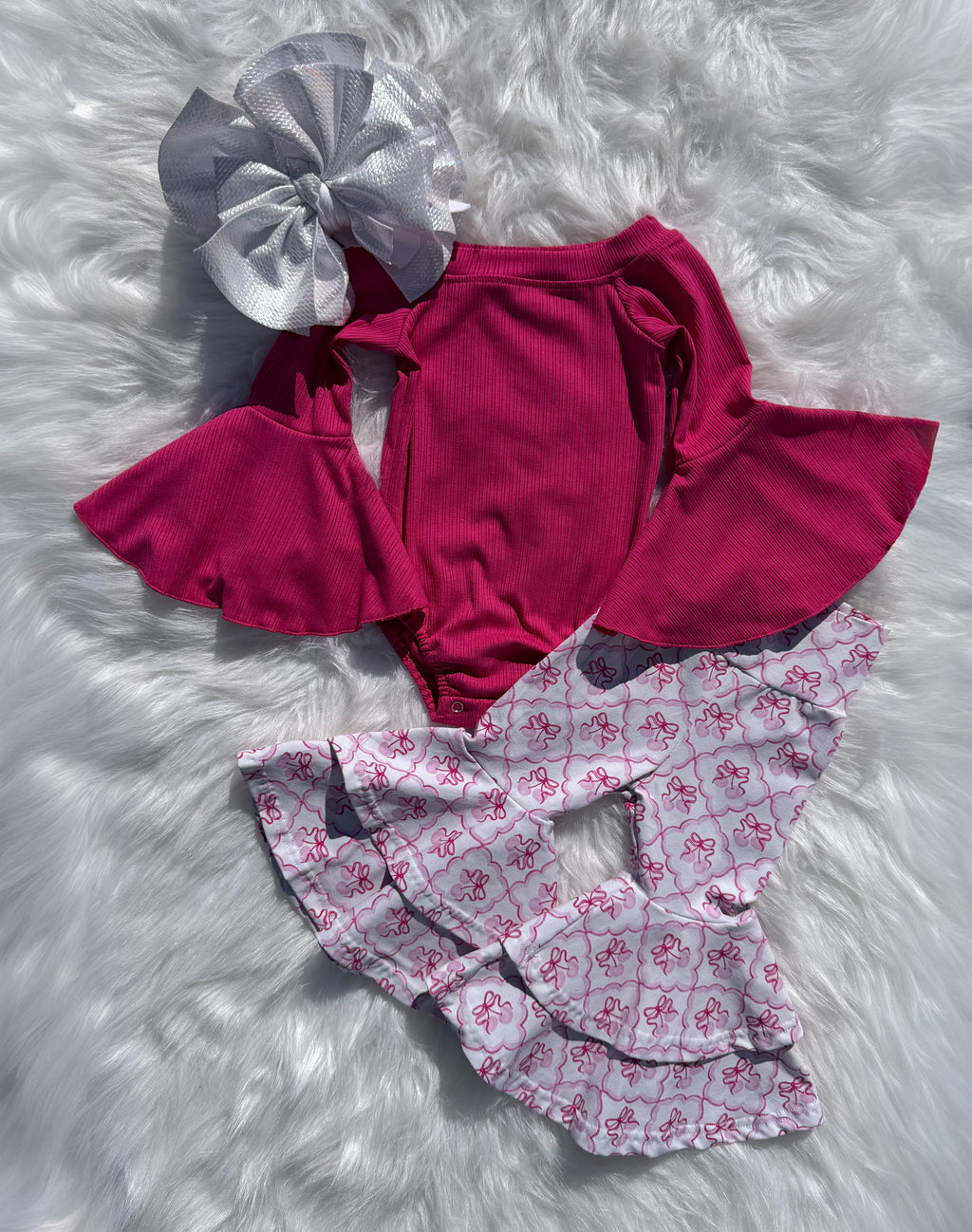 Dark Pink Bell Sleeve Leo/Top