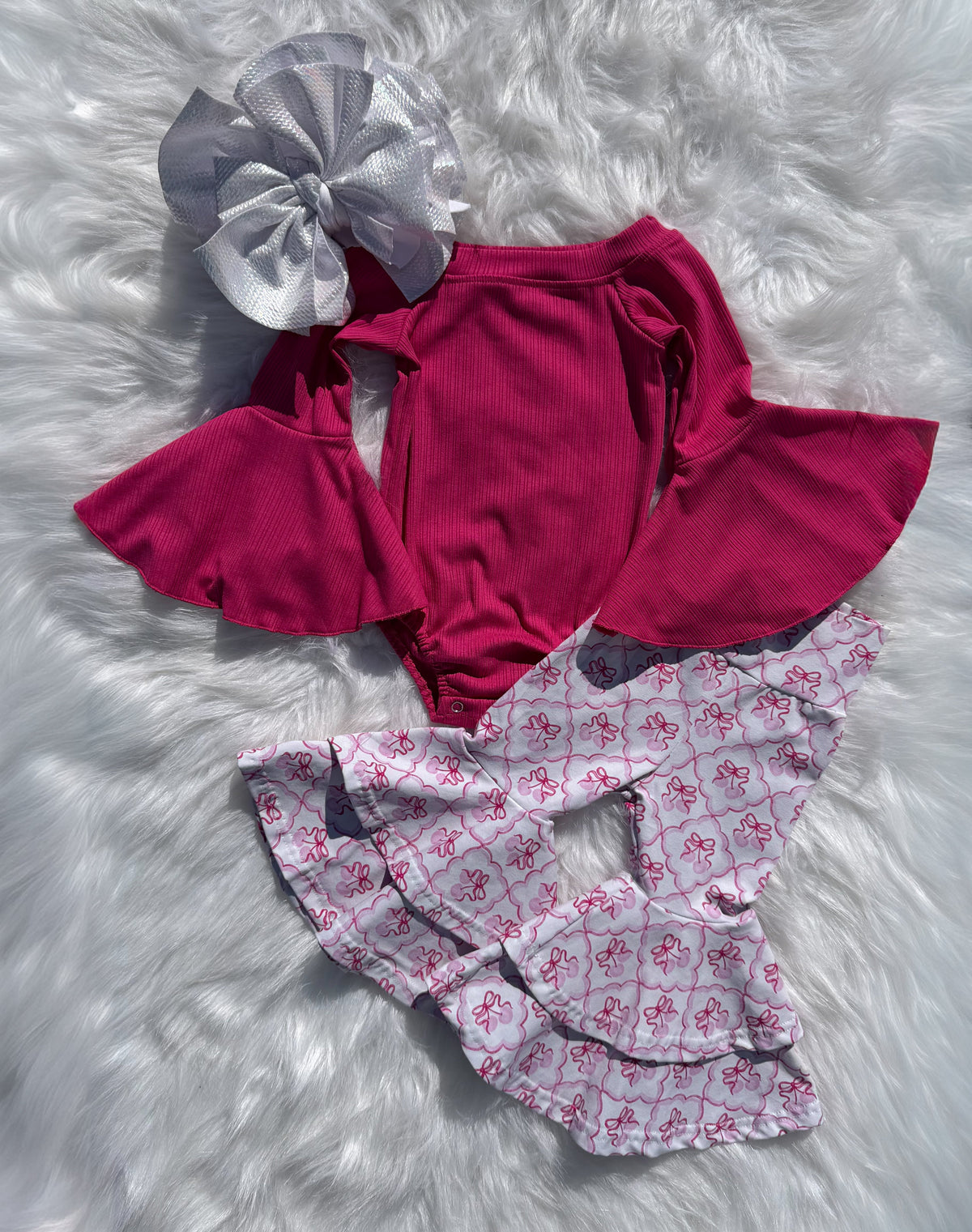 Dark Pink Bell Sleeve Leo/Top
