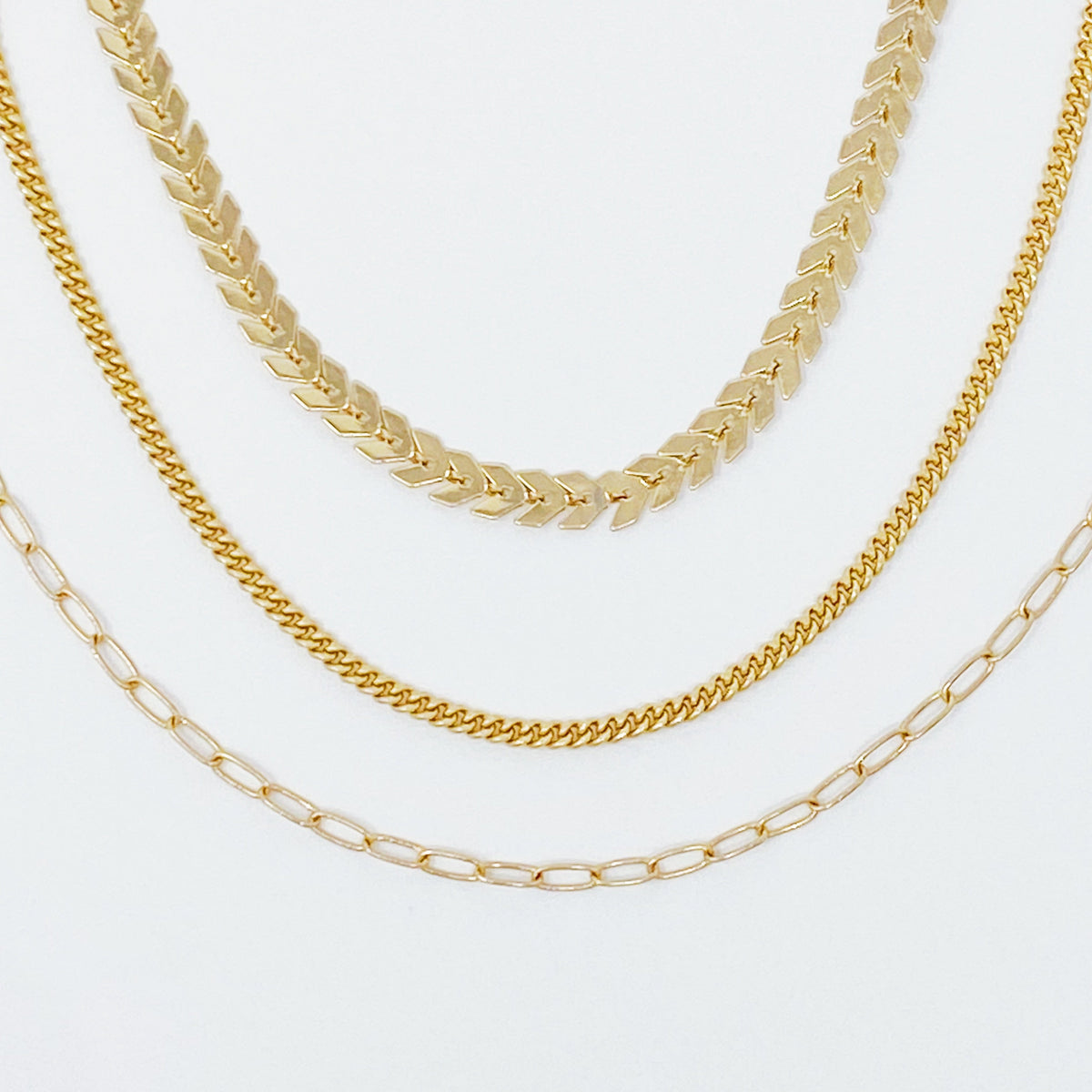 Chevron Chain Anklet, Set of 3