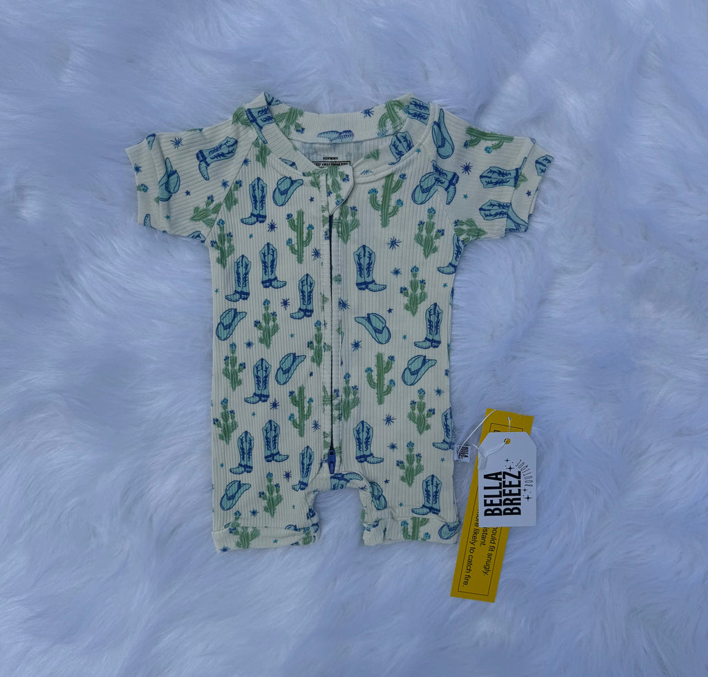 Wild West Cowboy Bamboo Shortie Romper