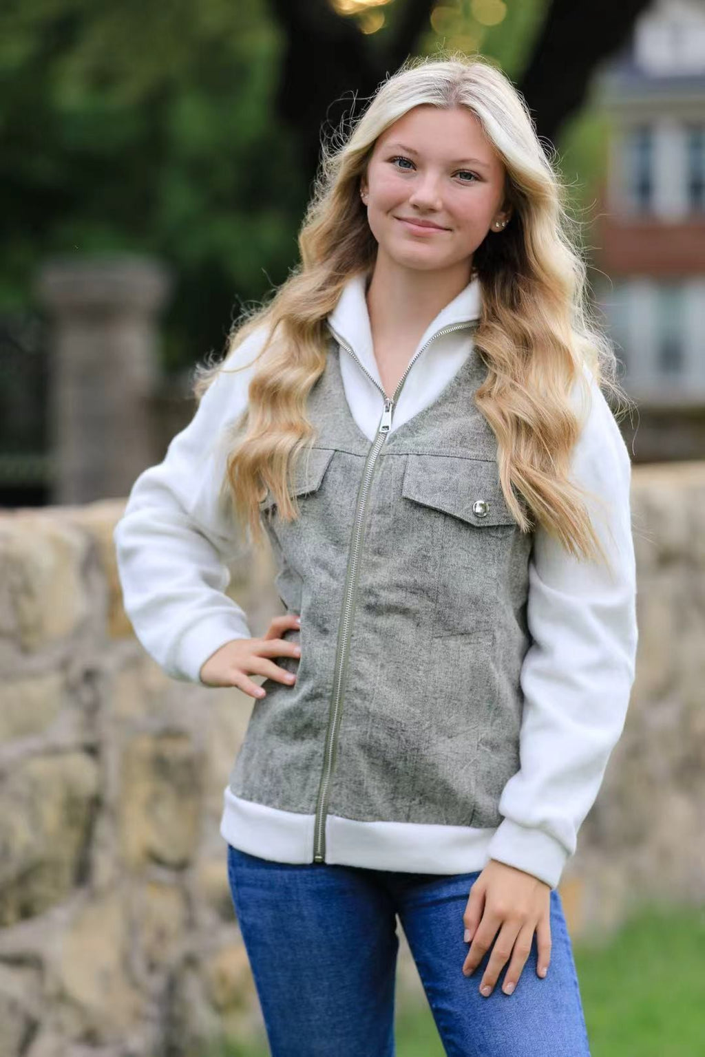 Zip up denim jacket