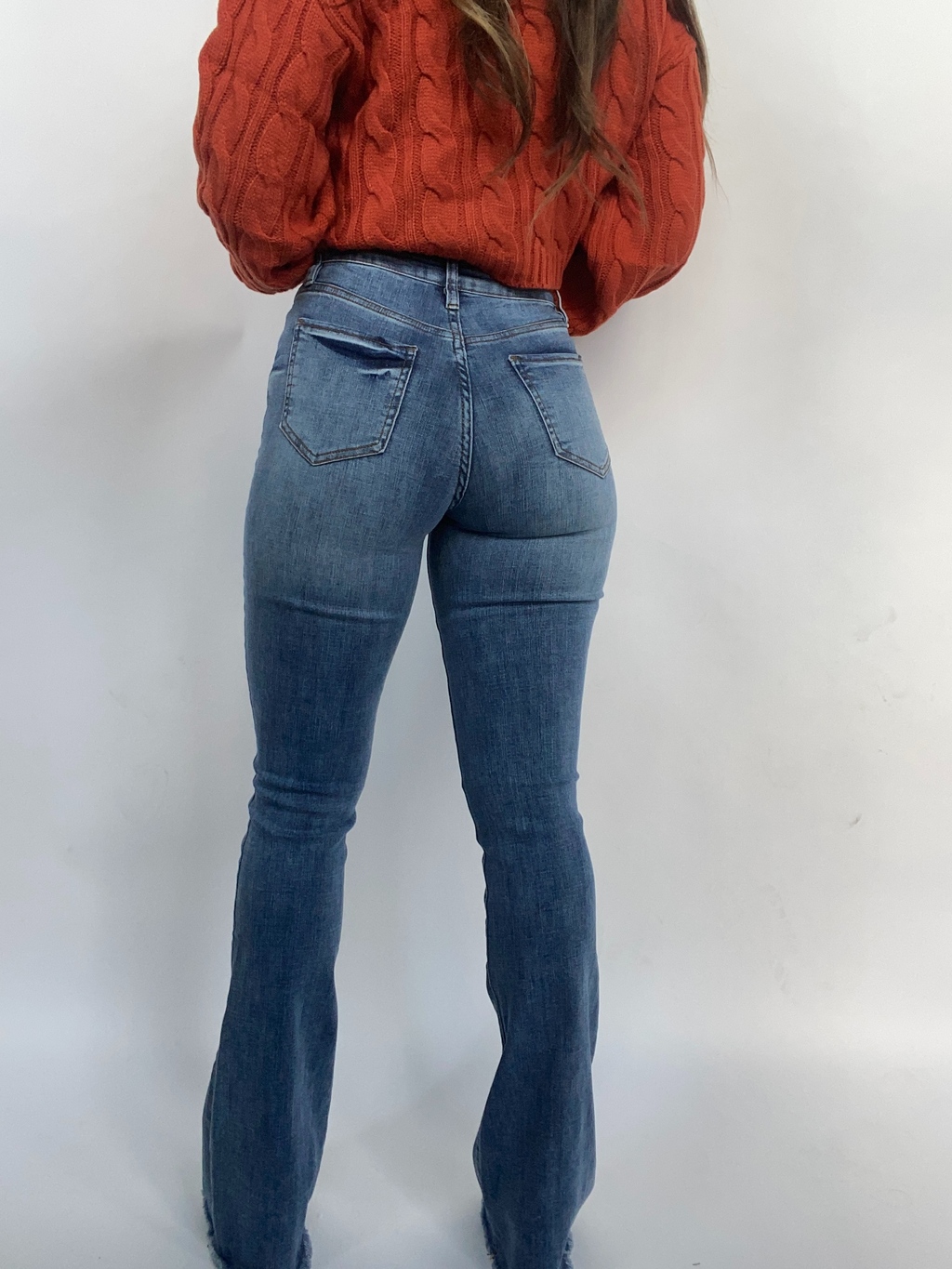 Sarah Distressed Medium Wash Flares