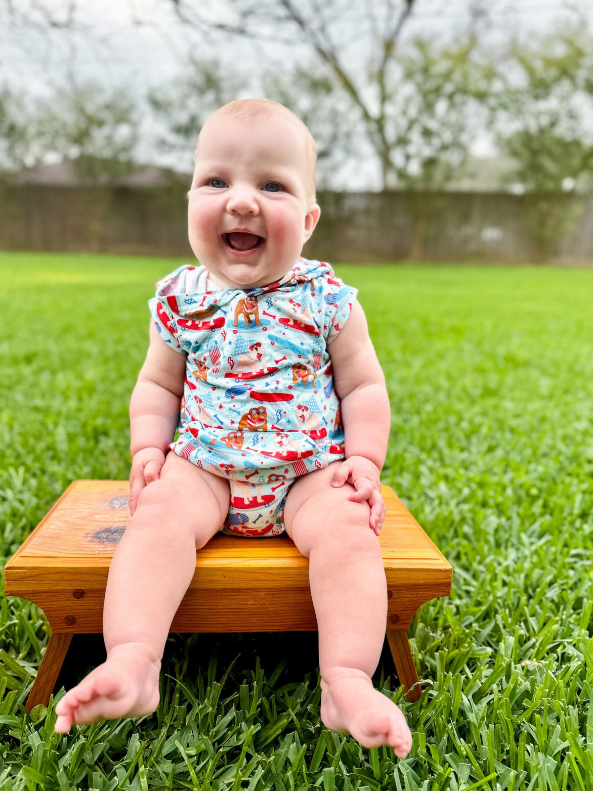 Patriotic Bulldogs Bamboo Hooded Romper (FINAL SALE)