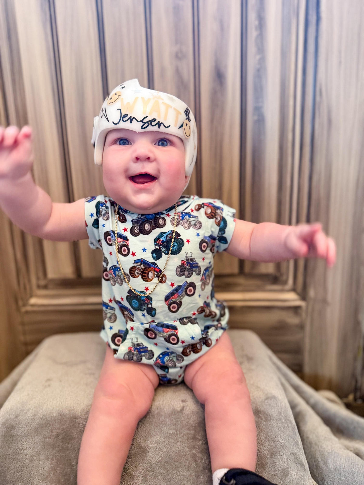 Red, White & Vrooooom Hooded Bamboo Romper (FINAL SALE)