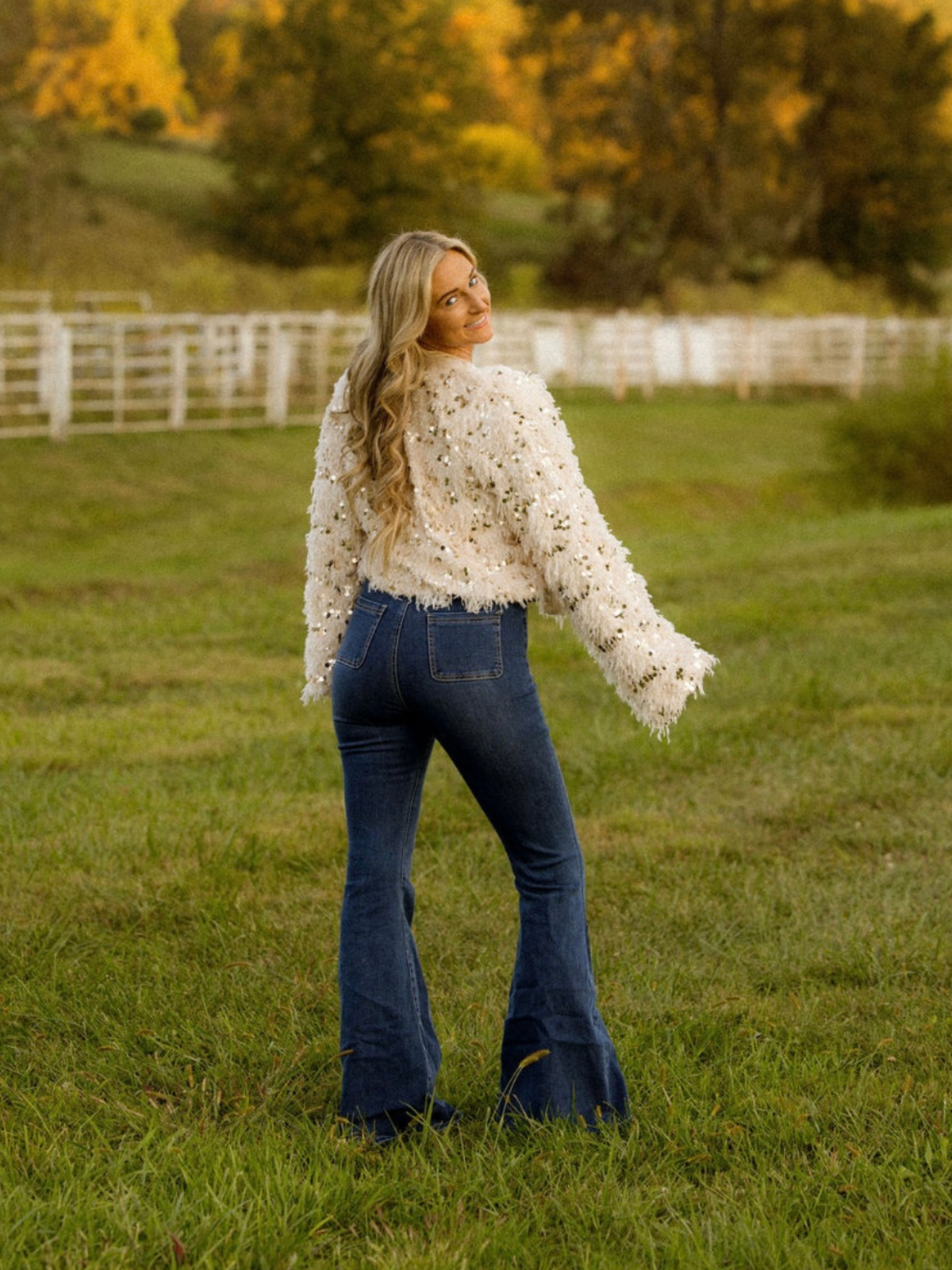 Fiona High Waisted Bell Bottom Flare Jeans - Medium Wash Denim (SIZE UP)