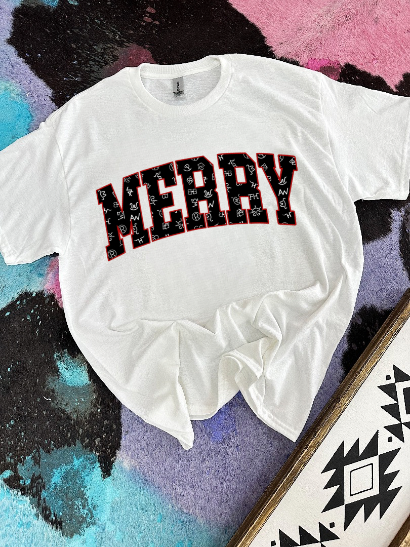 Cattle Brand Merry Tee or Crewneck