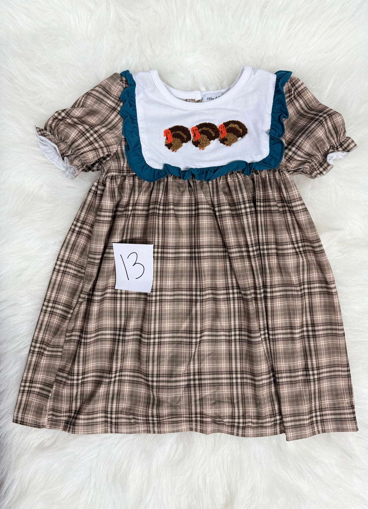 Size 7 Blue Plaid Thanksgiving Dress (#13) (FINAL SALE)