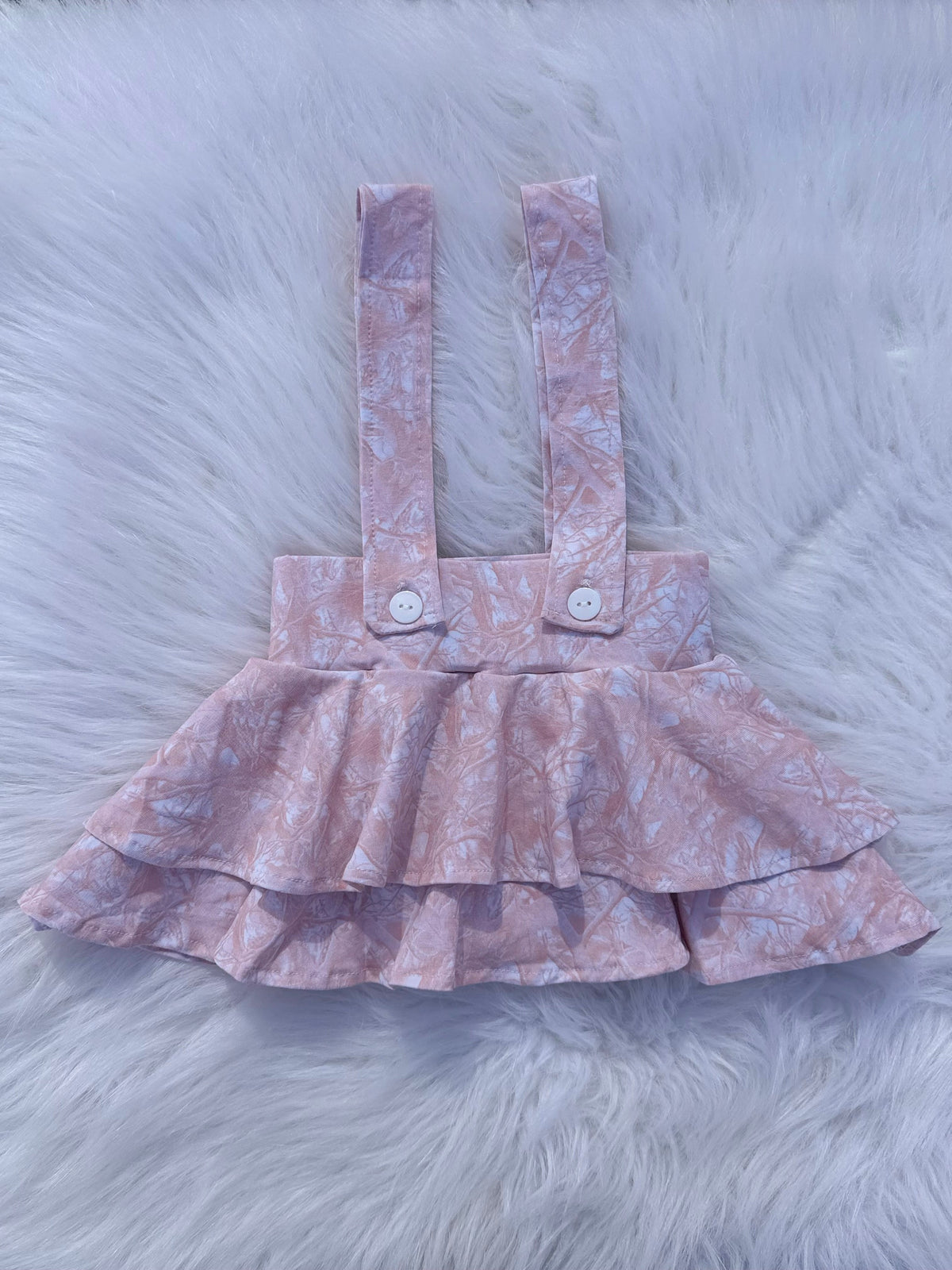 Pink camo suspender skirt