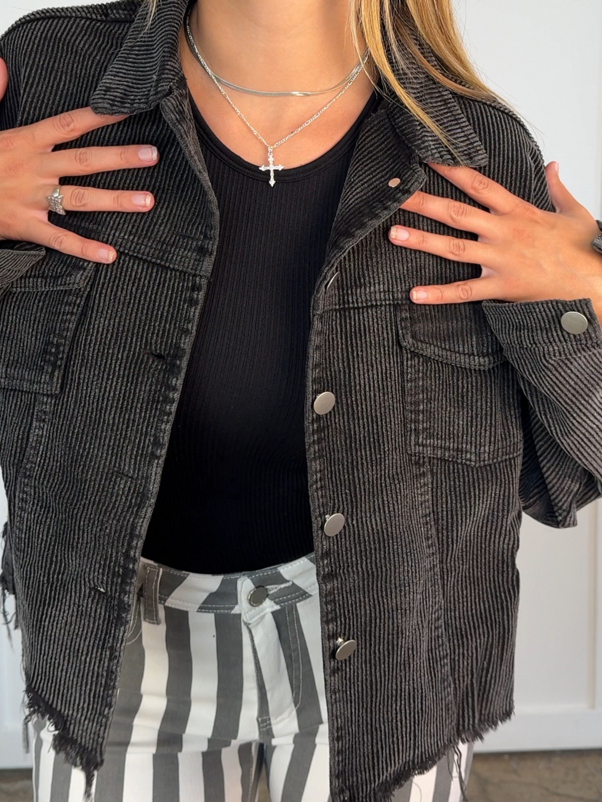 Velma Black Washed Corduroy Jacket