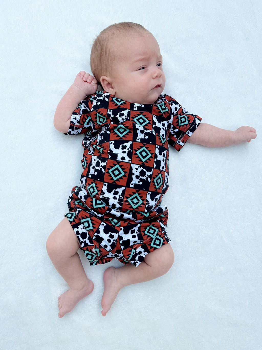 2T Cow & Aztec Checkered Short Set (FINAL SALE)