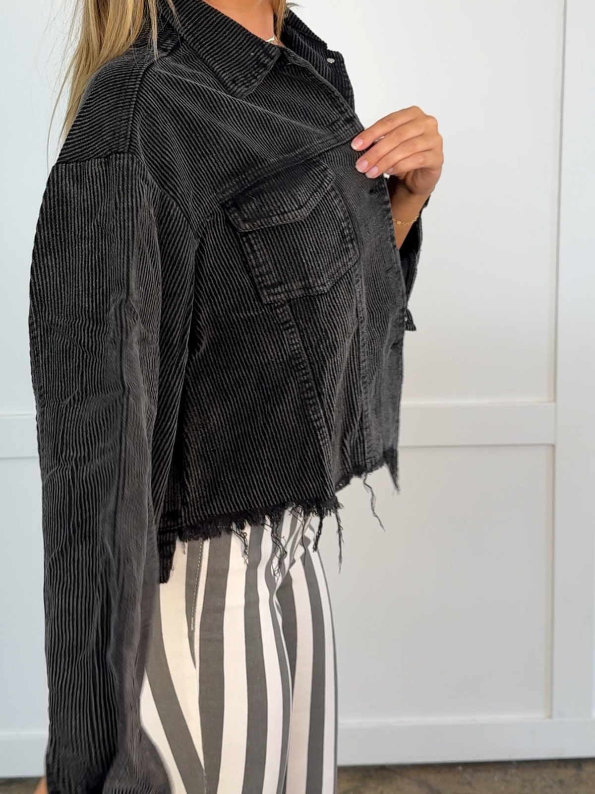 Velma Black Washed Corduroy Jacket
