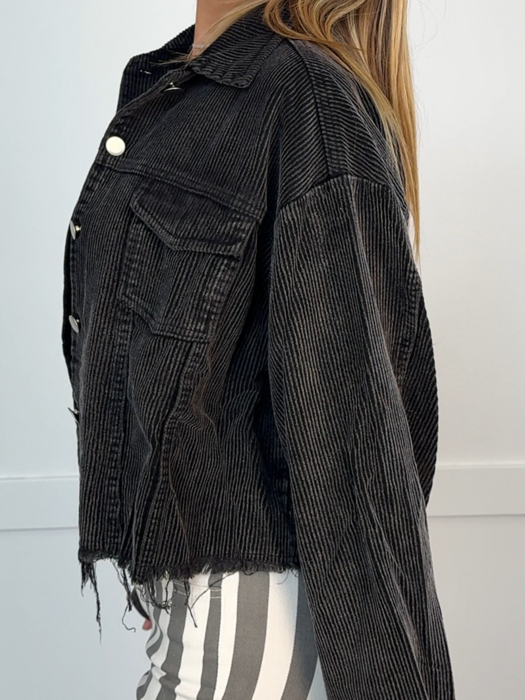 Velma Black Washed Corduroy Jacket