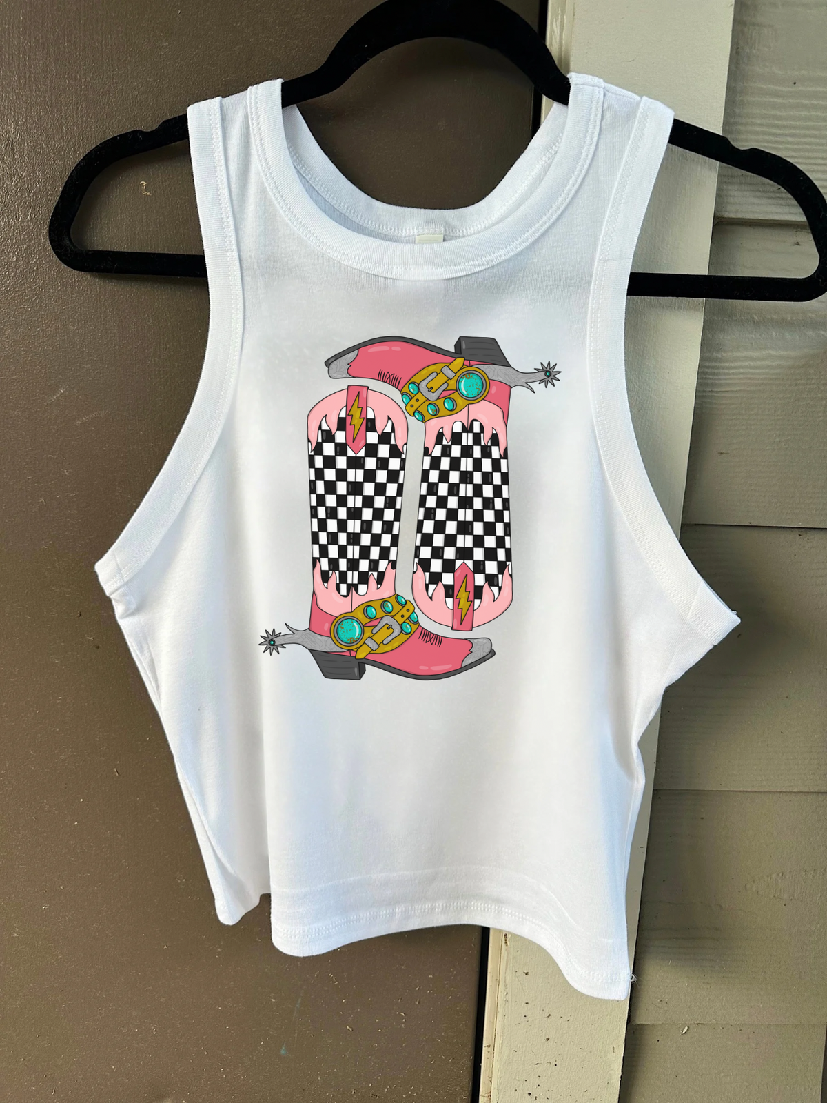 Cowboy Boots Cropped Tank