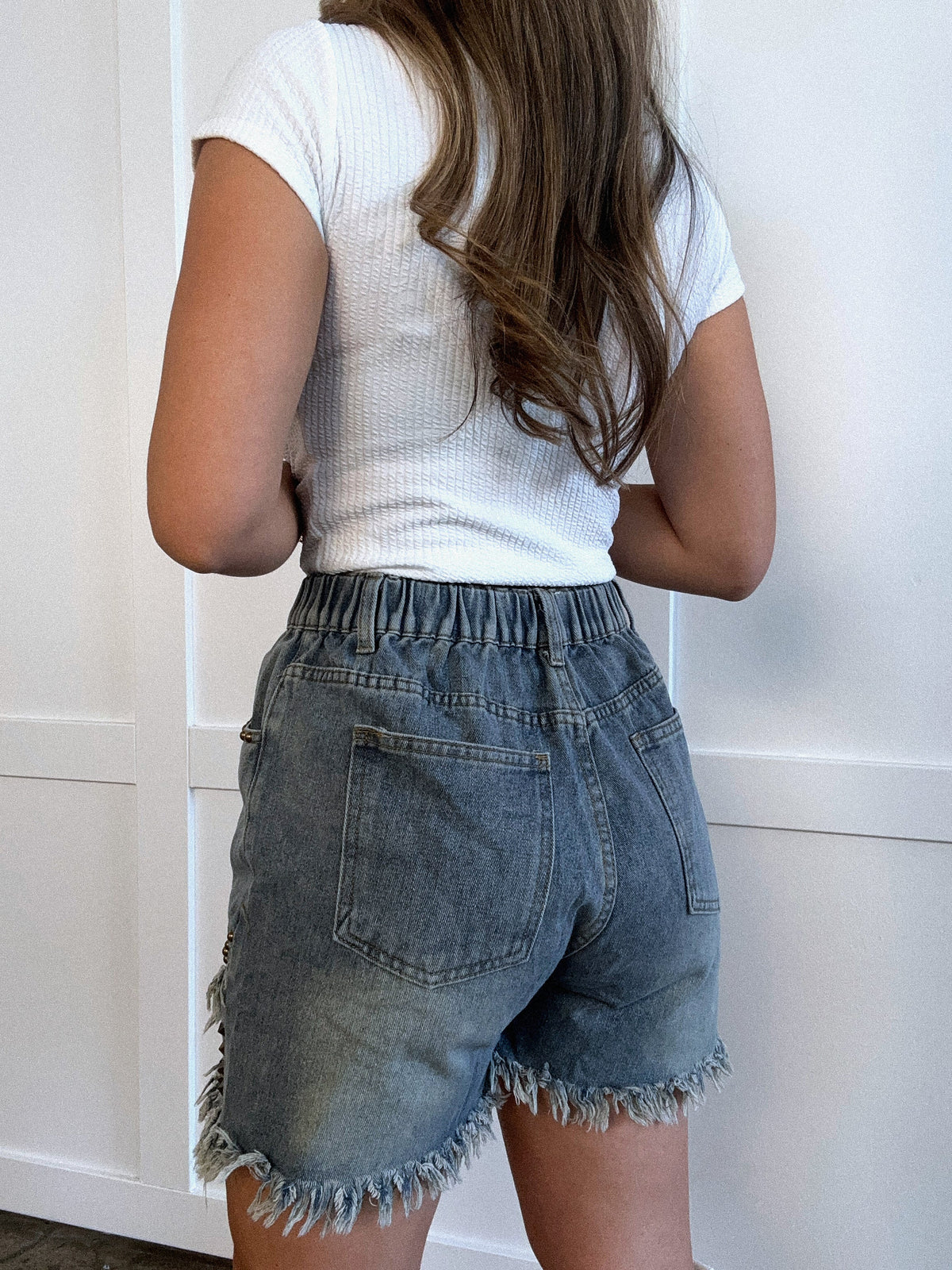 PREORDER: Rodeo Raw Hem Studded Denim Shorts