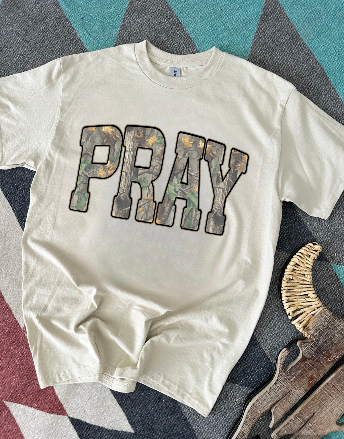 Camo Pray Tee or Crewneck