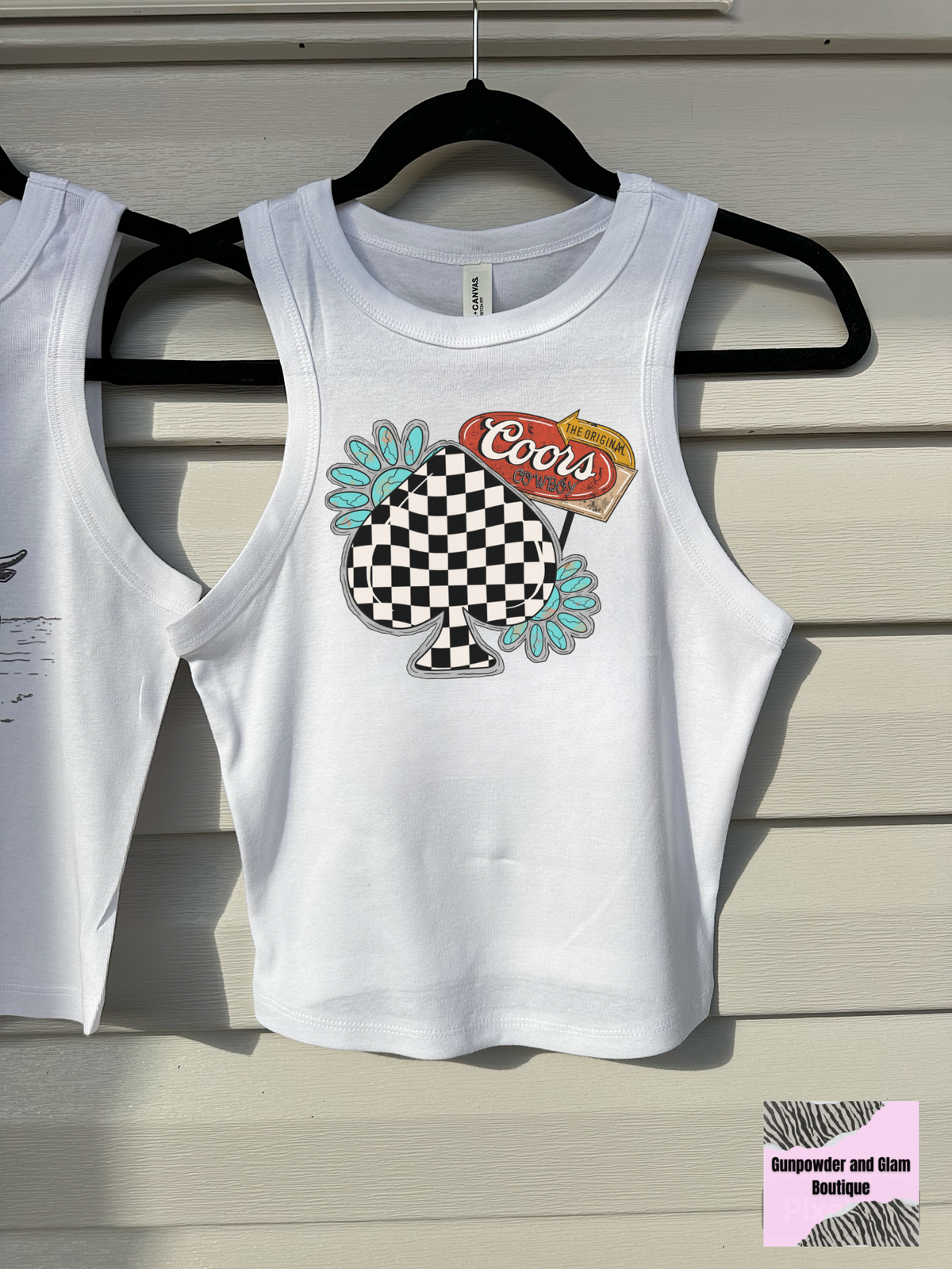 Checkered Beer Cropped Tank