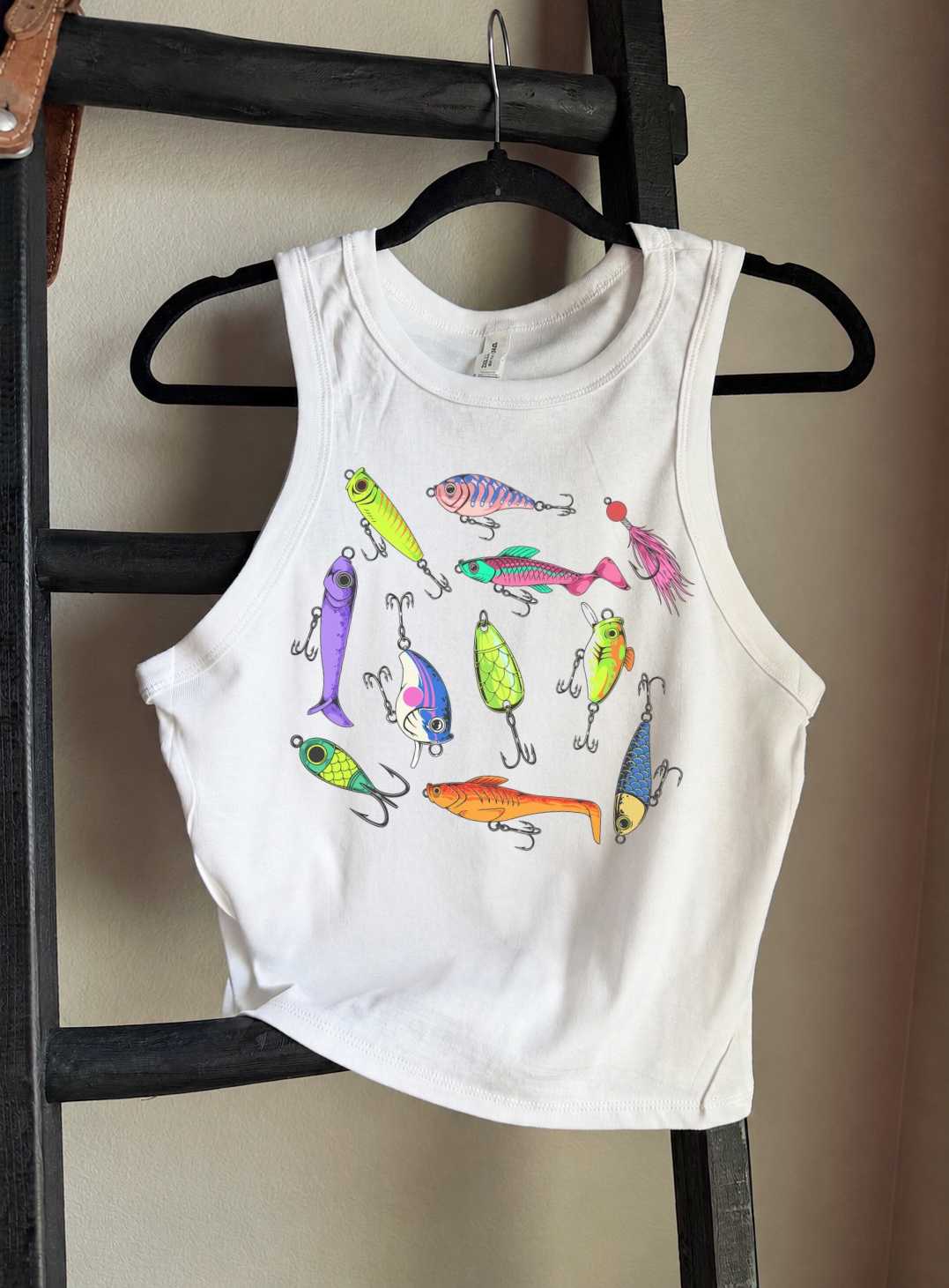 Funky Fishing Lures Cropped Tank