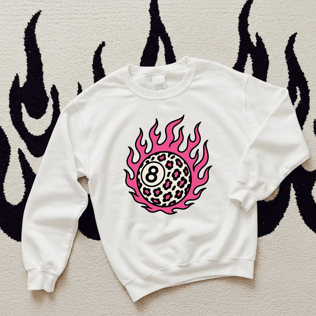 Pink Leopard 8 Ball TEE or CREWNECK