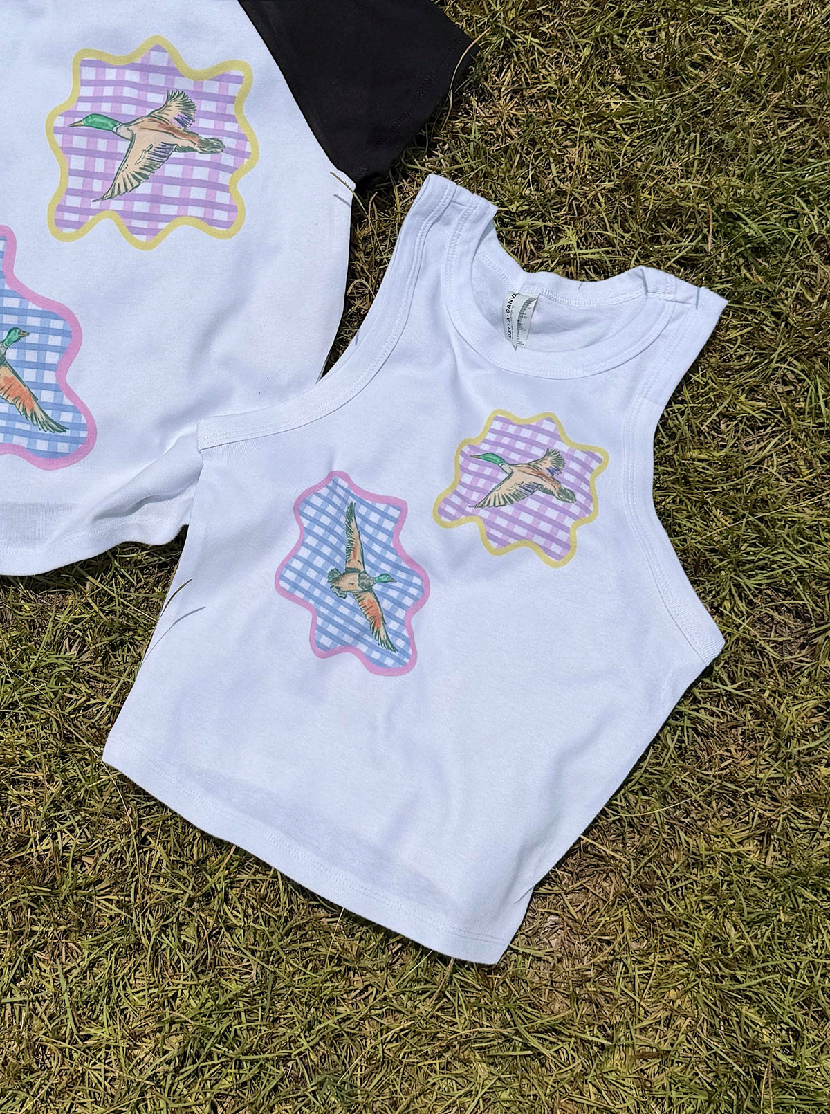 Gingham Mallards Cropped Tank