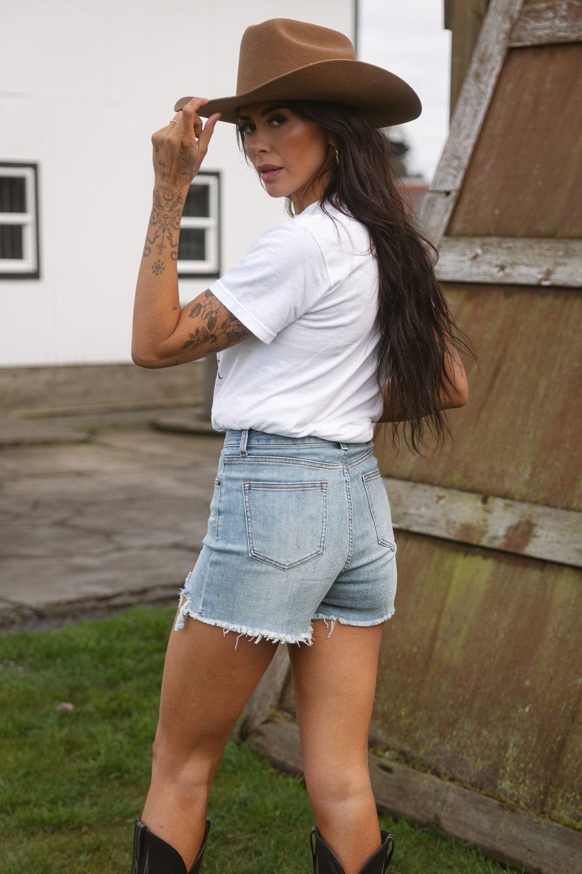 On The Go Distressed Shorts- Medium Wash