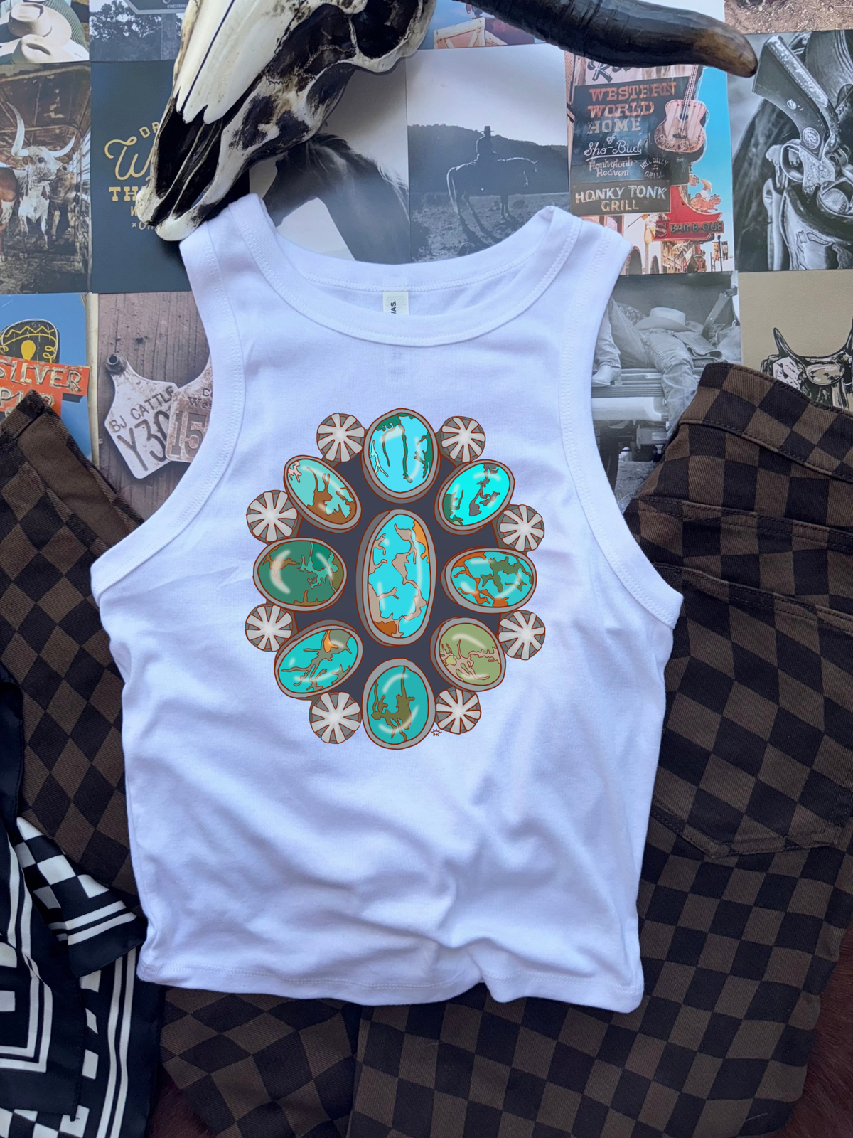 Turquoise Squash Cropped Tank