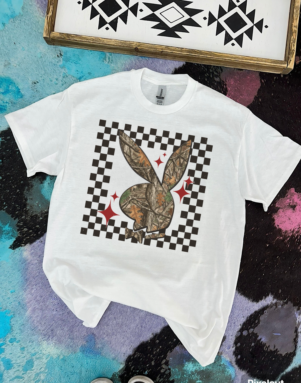 Camo Bunny Tee or Crewneck