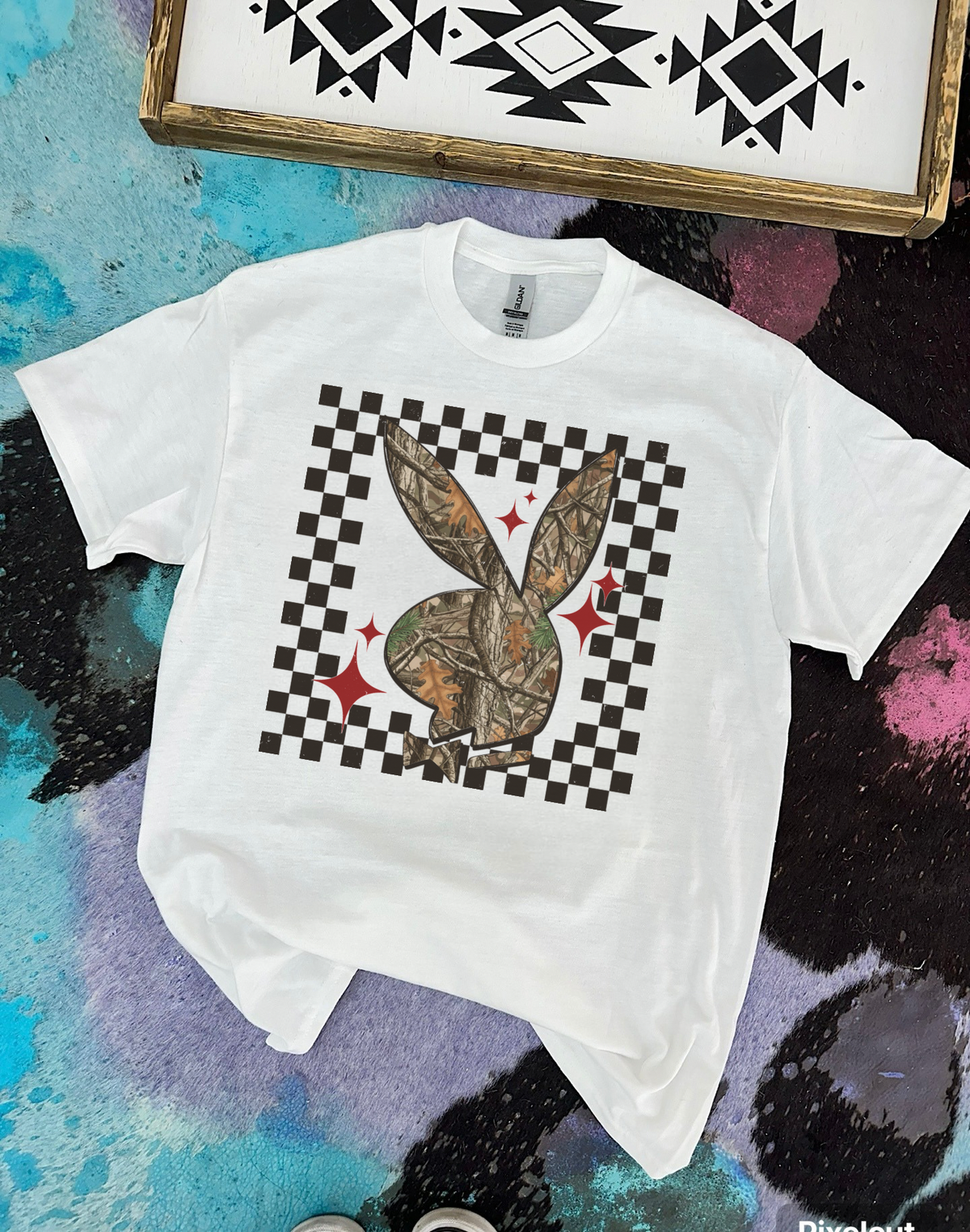 Camo Bunny Tee or Crewneck