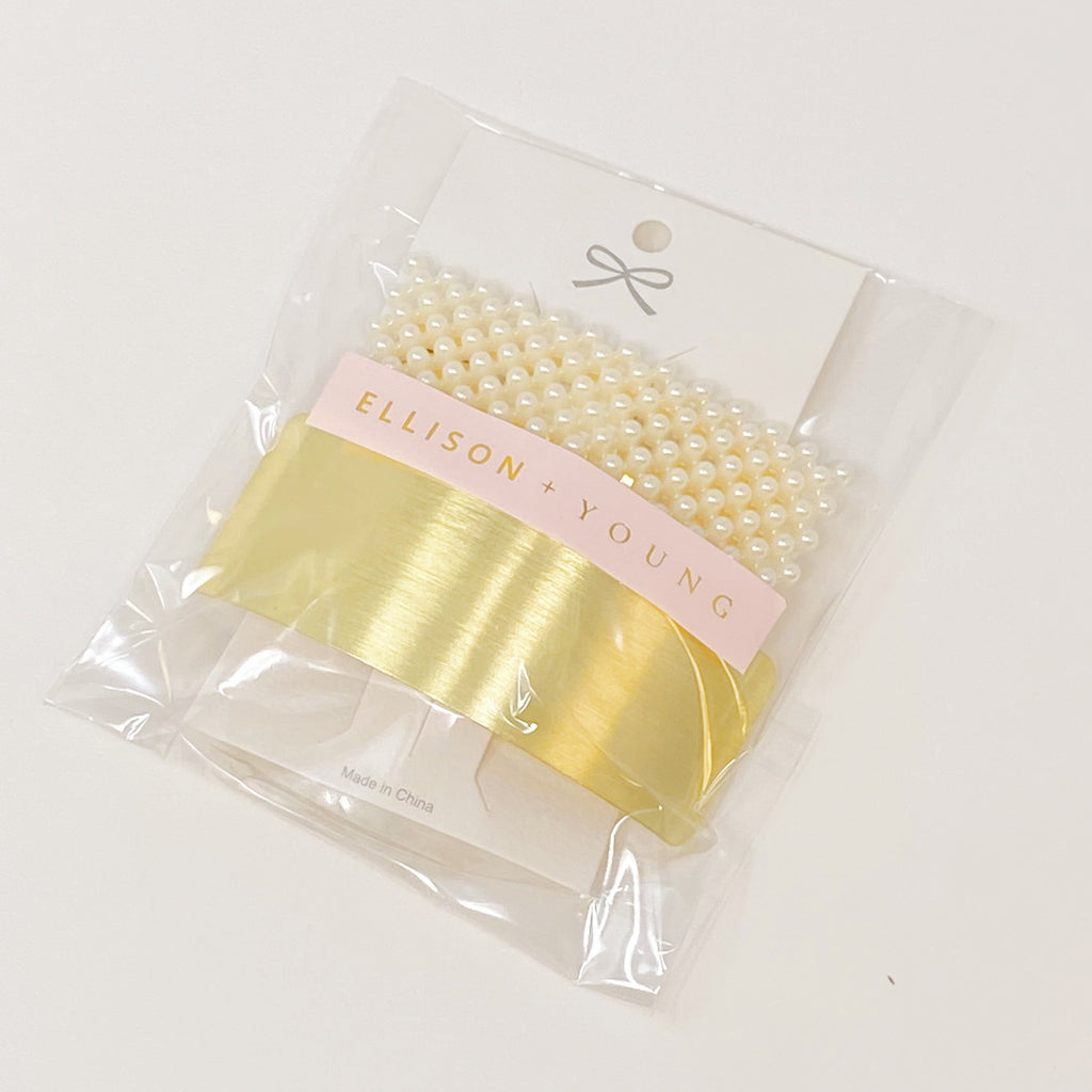 Golden Pearl Hair Barrette Set