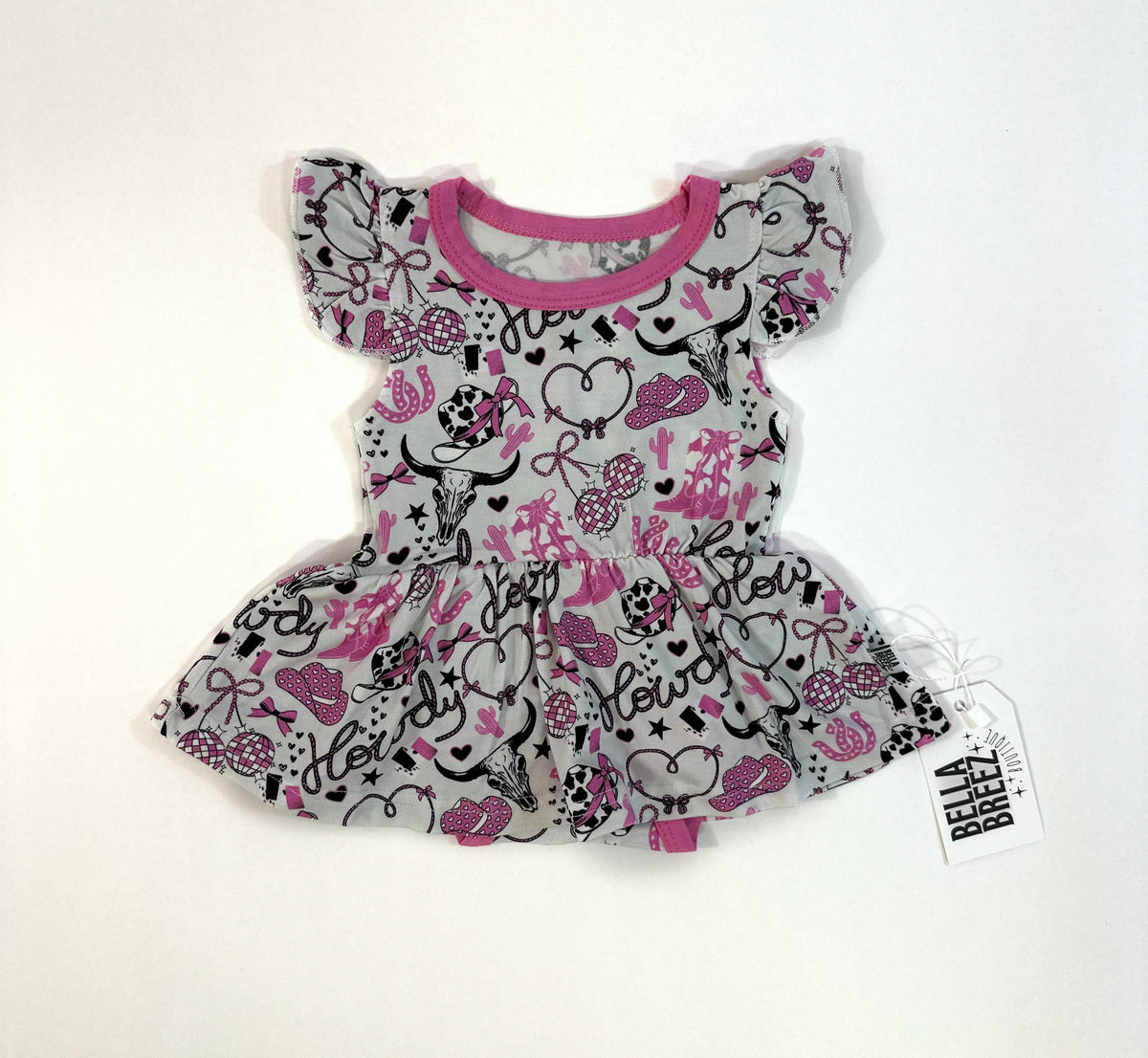 Pink Howdy Bamboo Skirted Romper (FINAL SALE)