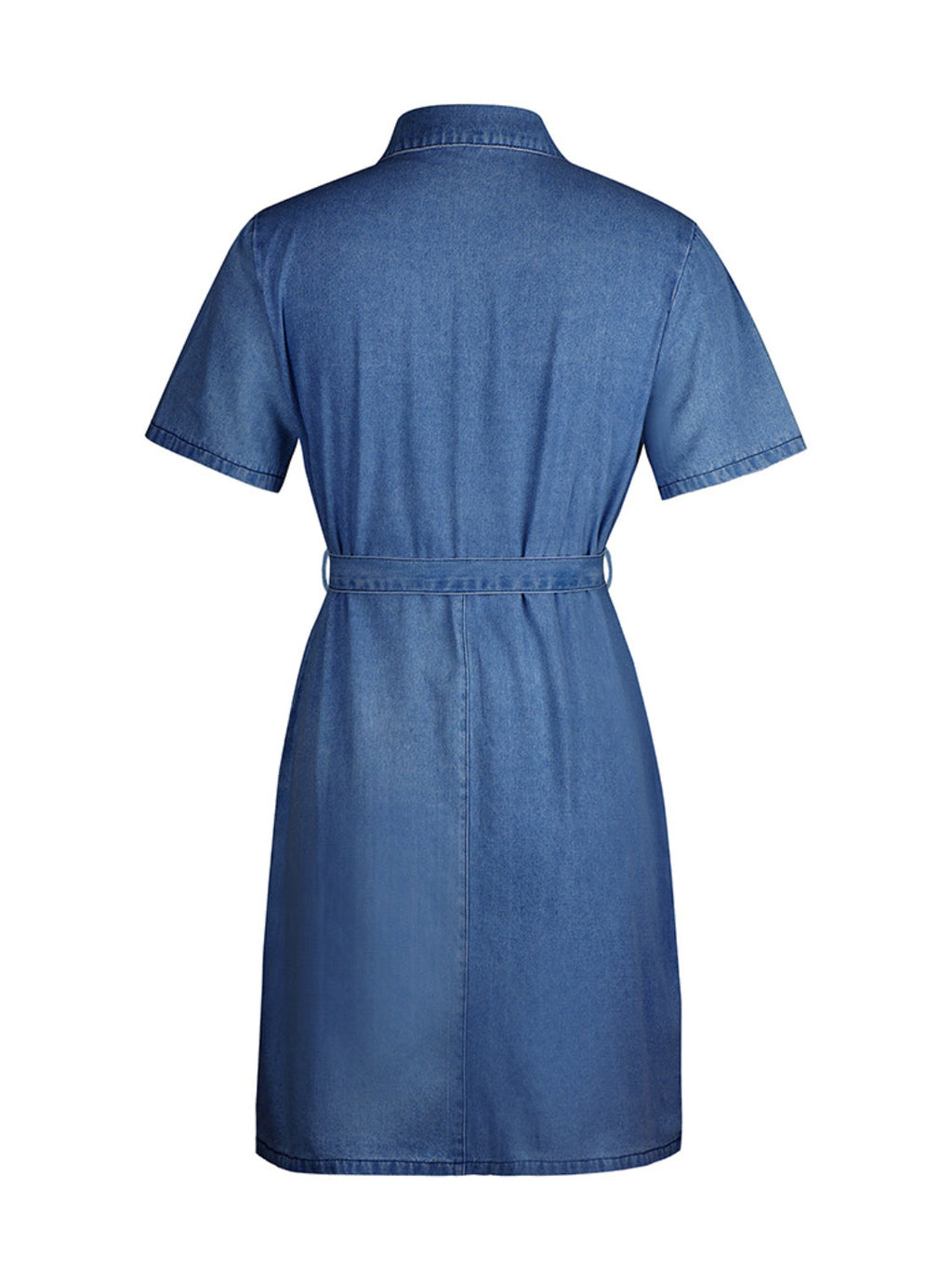 PREORDER: Fia Full Size Zip Front Short Sleeve Denim Dress Plus Size