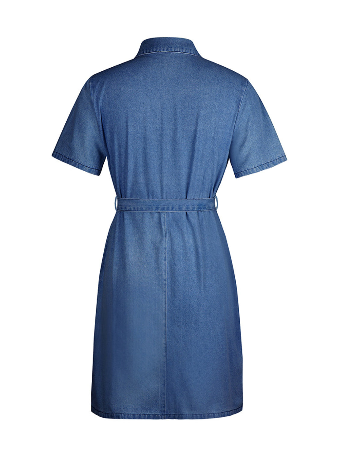 PREORDER: Fia Full Size Zip Front Short Sleeve Denim Dress Plus Size