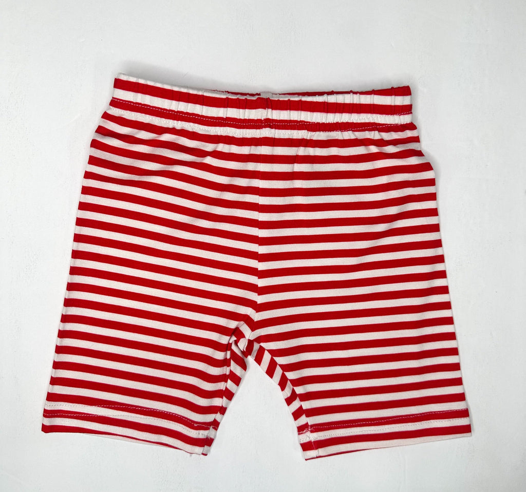 Red & White Striped Bamboo Biker Shorts (FINAL SALE)