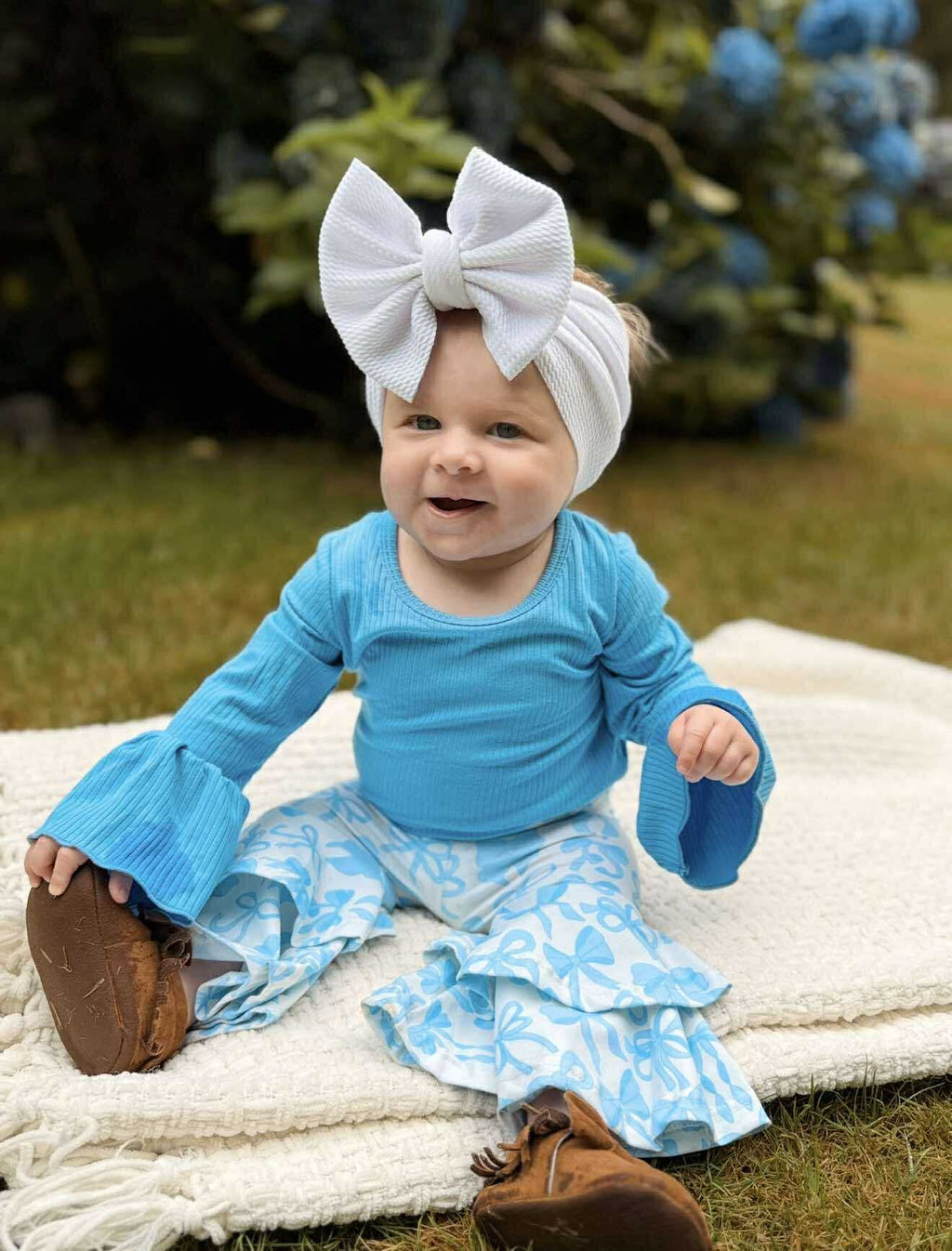 Blue Ruffled Sleeve Top (FINAL SALE)