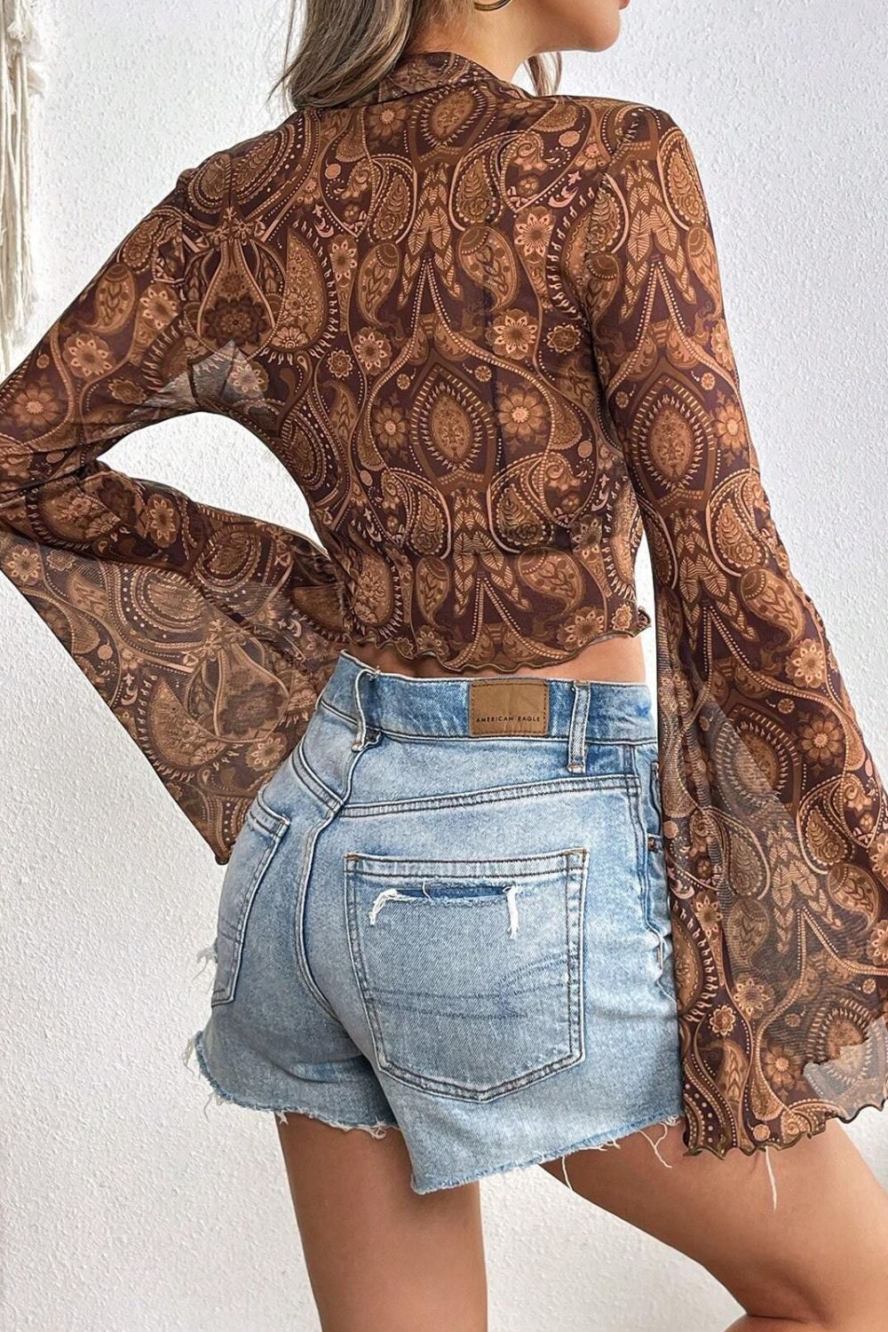 PREORDER: Saylor Mock Neck Flared Sleeve Top