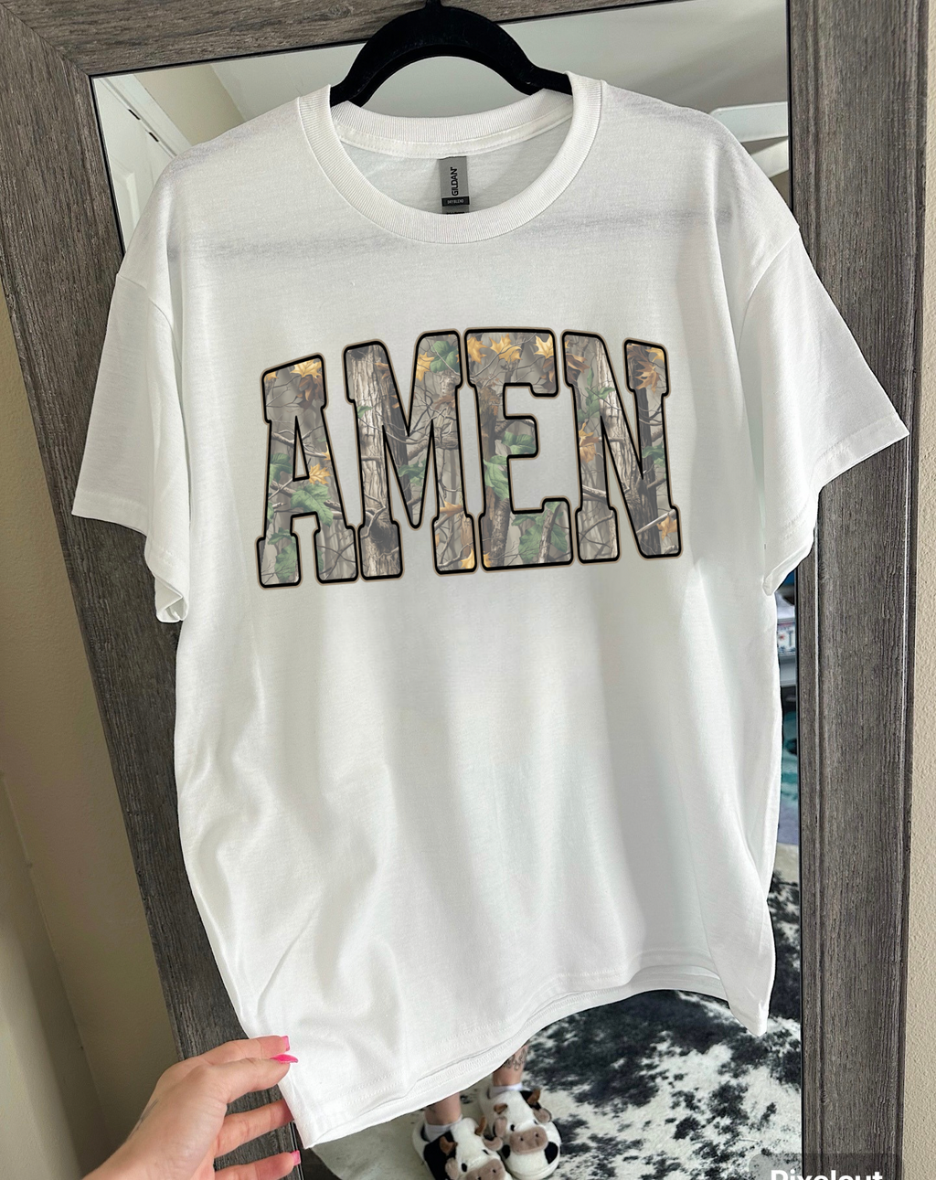 Camo Amen Tee or Crewneck
