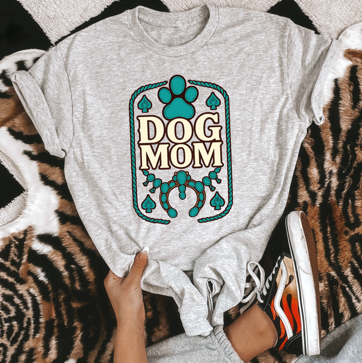 Turquoise Dog Mom TEE or CREWNECK