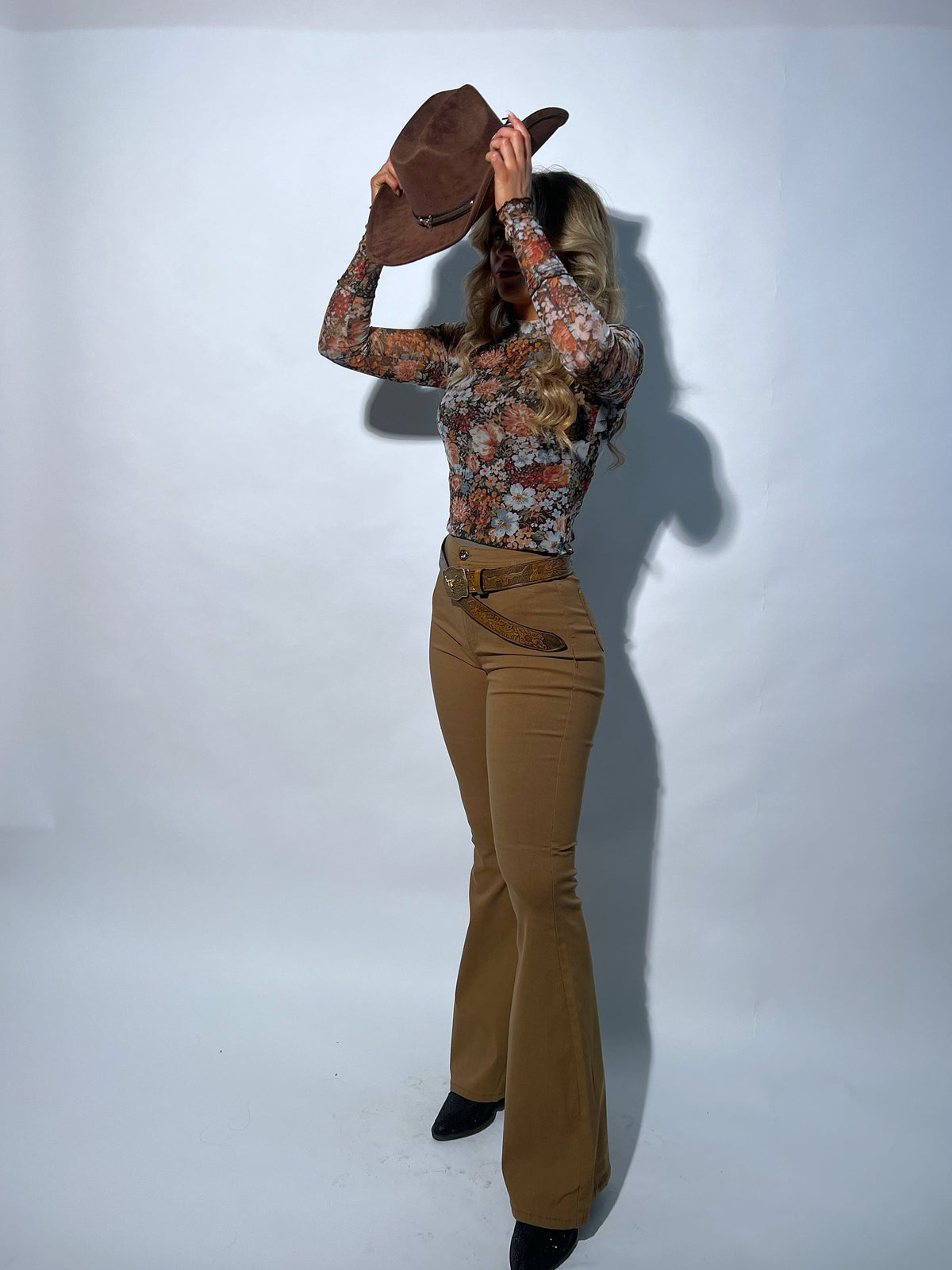 Fiona High Waisted Bell Bottom Flare Jeans - Mocha