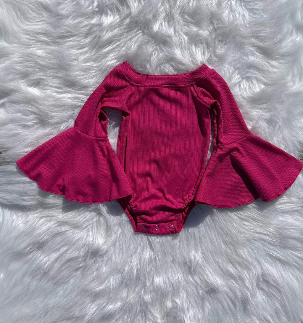 Dark Pink Bell Sleeve Leo/Top