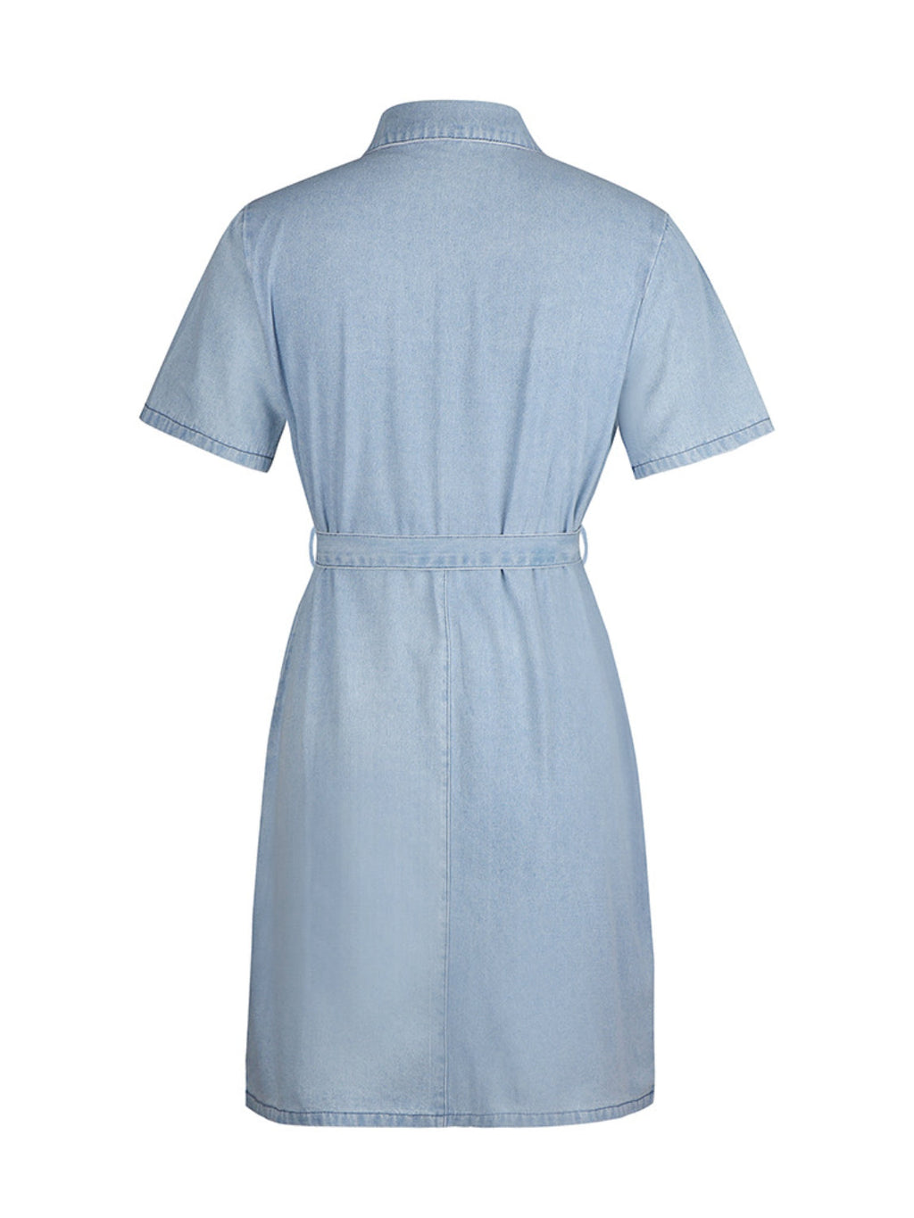 PREORDER: Fia Full Size Zip Front Short Sleeve Denim Dress Plus Size