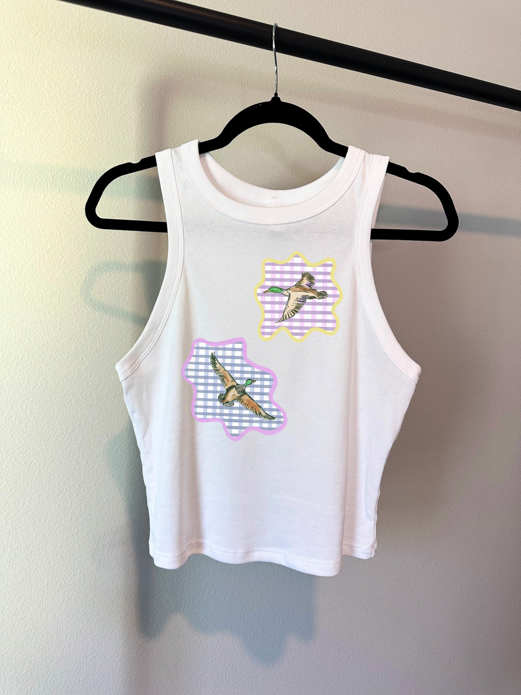 Gingham Mallards Cropped Tank